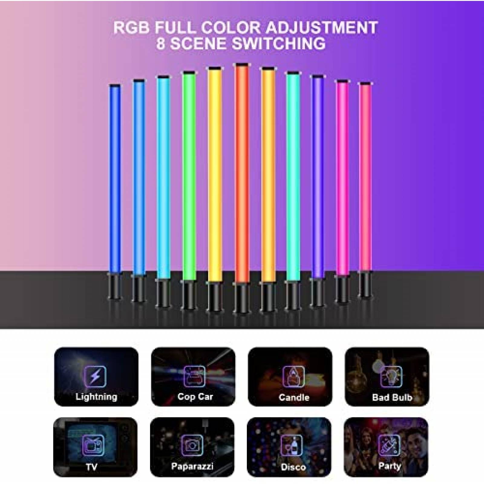 Barra Luz LED Great Video Maker RGB Inalambrico Fotos -Negro