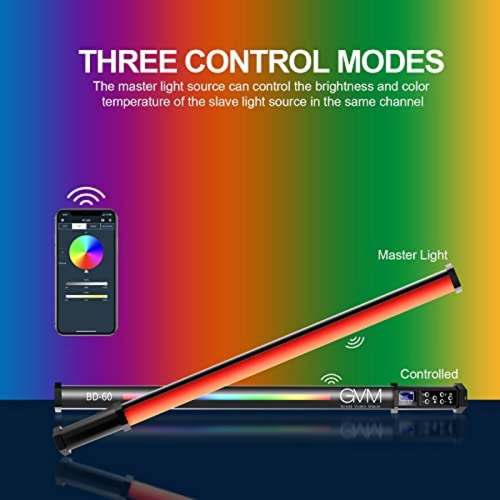 Barra Luz LED Great Video Maker RGB Inalambrico Fotos -Negro