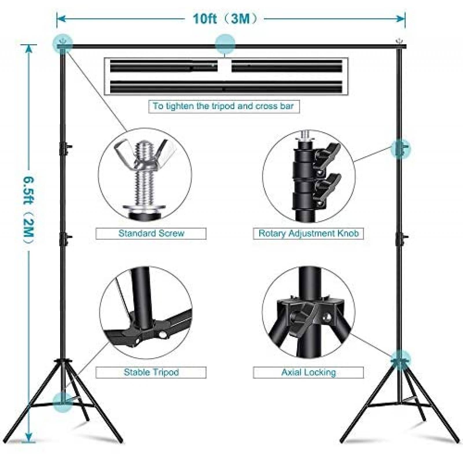 Kit Soporte MsMk De Fondo Fotografico Con Resortes/ 4 Clips