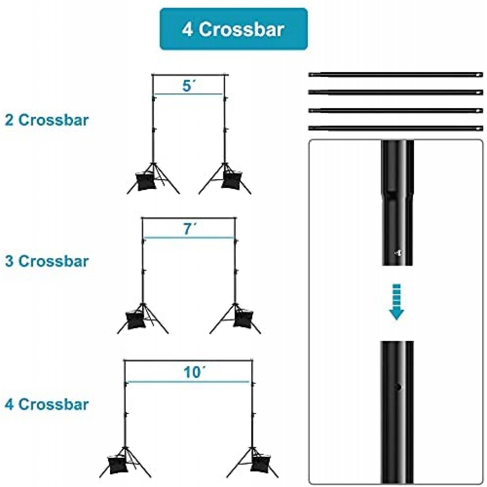 Kit Soporte MsMk De Fondo Fotografico Con Resortes/ 4 Clips