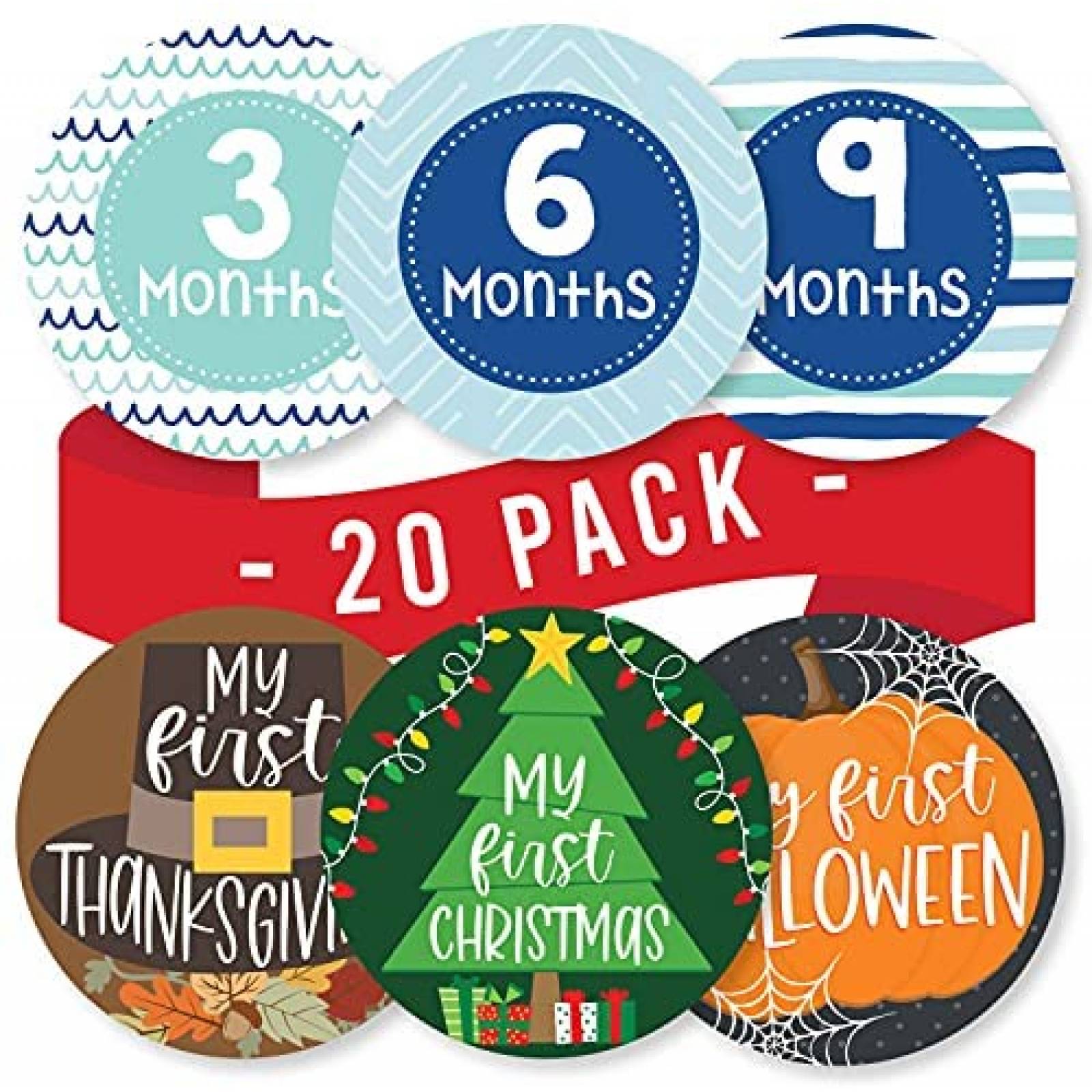 Pegatinas mensuales Hadley Designs 20 pzs para bebe niño