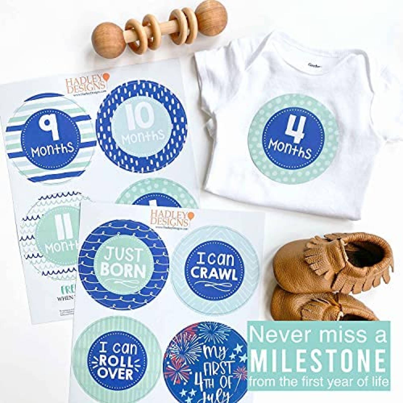 Pegatinas mensuales Hadley Designs 20 pzs para bebe niño