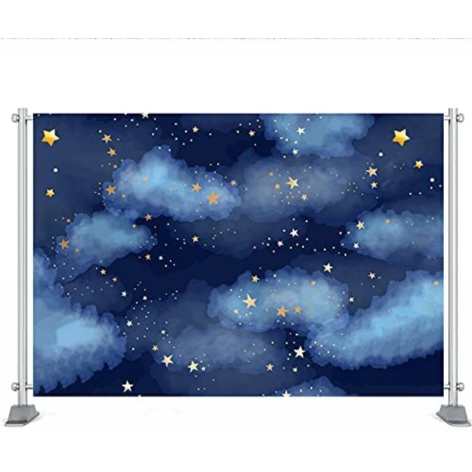 Telon de fondo TarrZhine de Estrellas doradas de 7x5ft -Azul