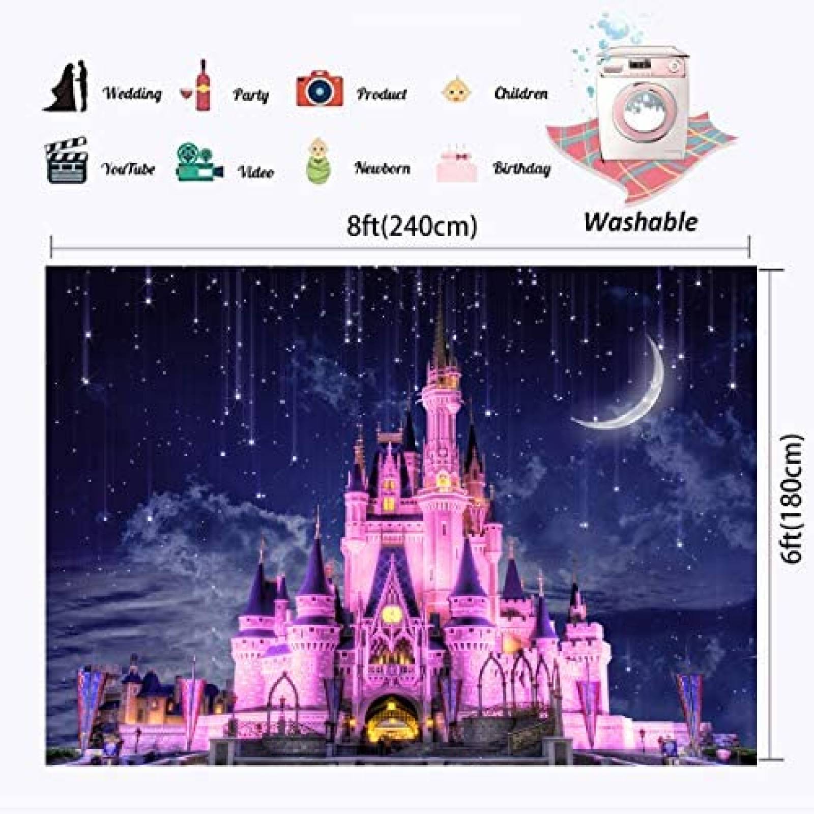 Telon Younger Land Castillo Fondo Fotografico 8x6ft -Azul