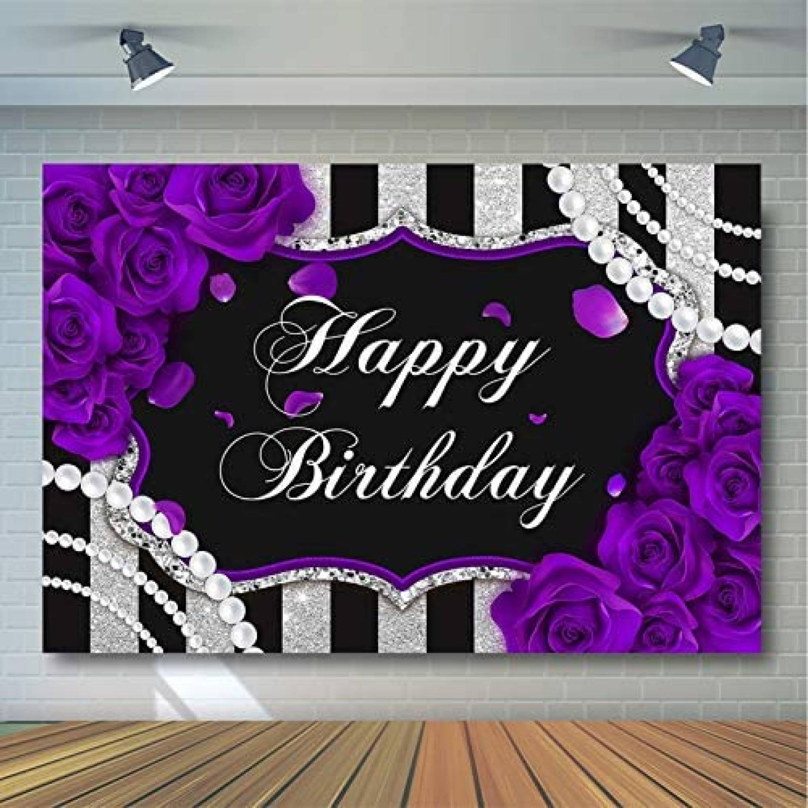 Fondo fotografia Avezano Happy birthday 7x5ft -Morado/negro