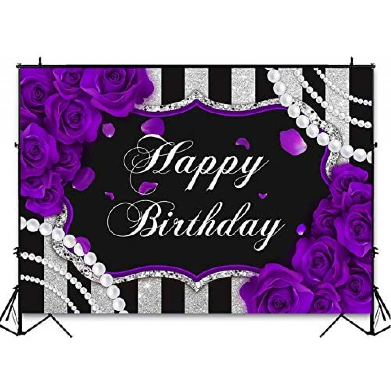 Fondo fotografia Avezano Happy birthday 7x5ft -Morado/negro