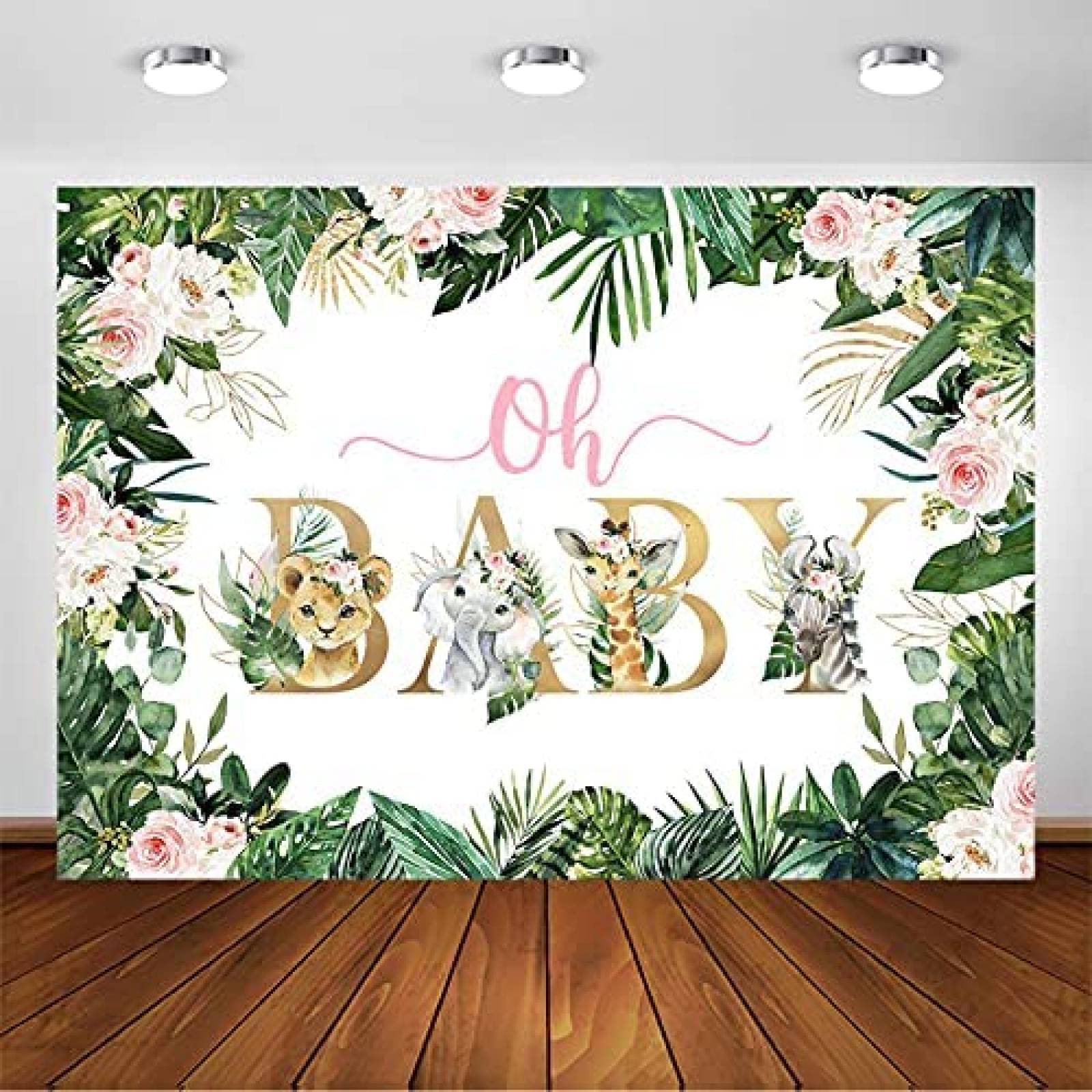 Telon de Fondo Avezano Safari Baby Shower 5x7ft -Blanco