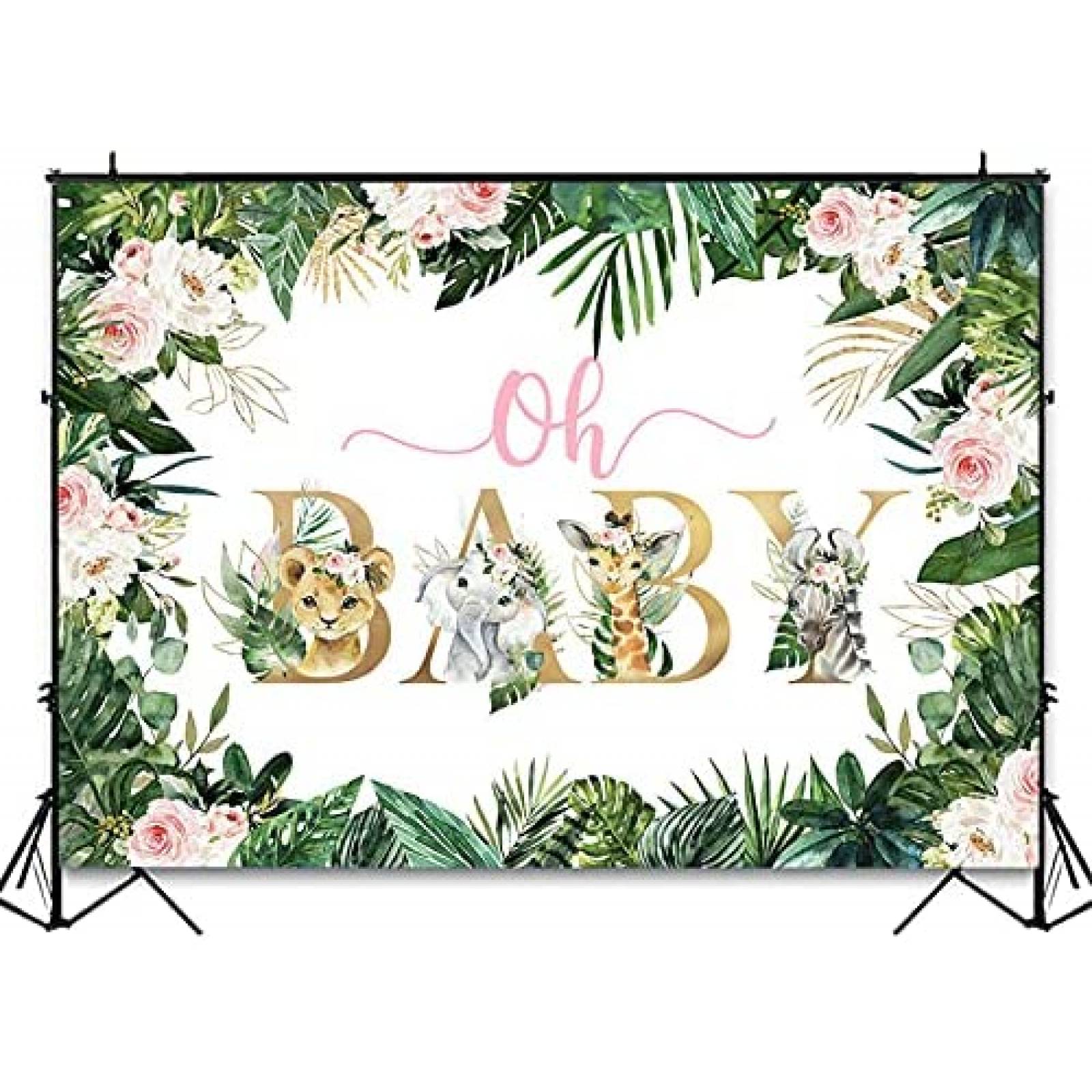 Telon de Fondo Avezano Safari Baby Shower 5x7ft -Blanco