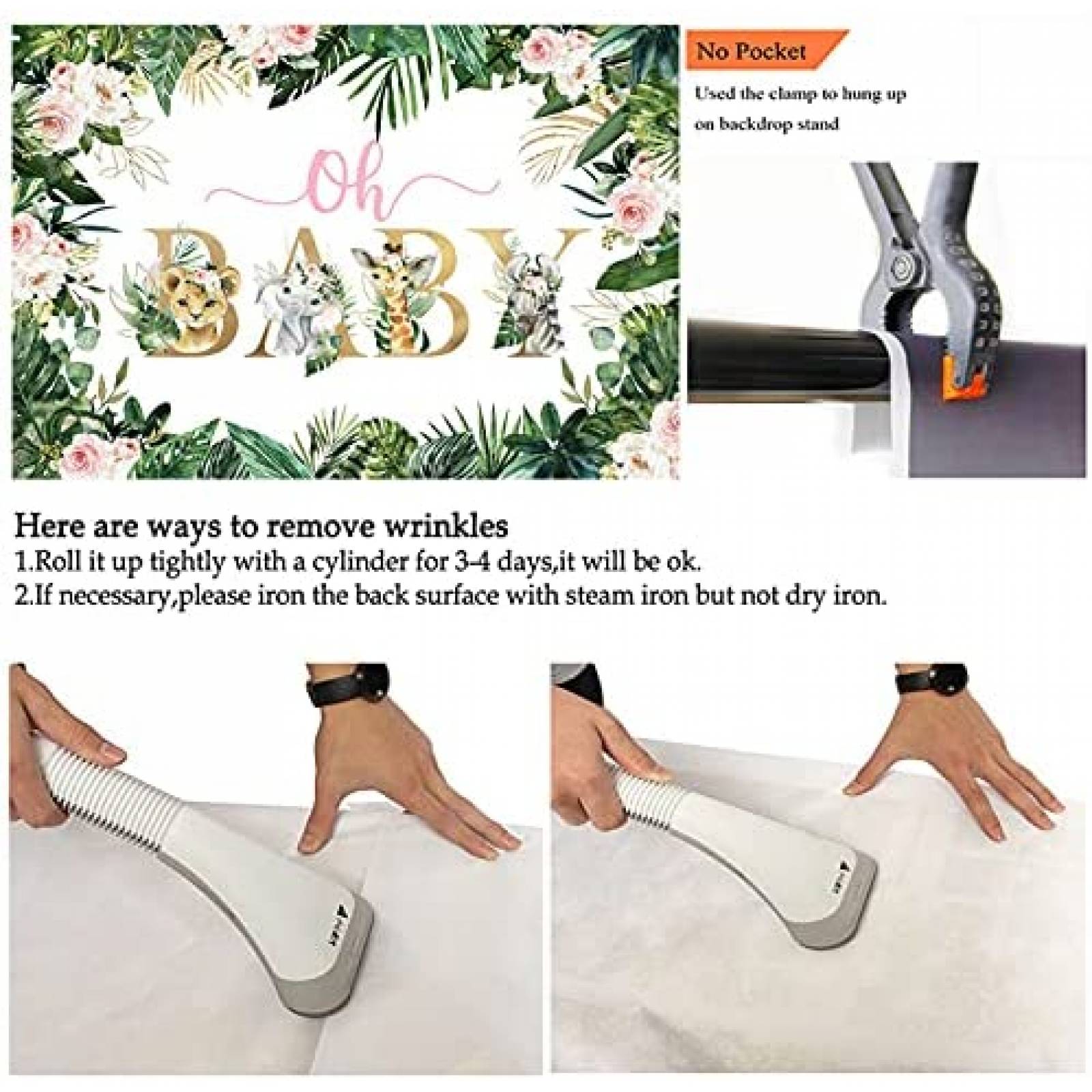 Telon de Fondo Avezano Safari Baby Shower 5x7ft -Blanco