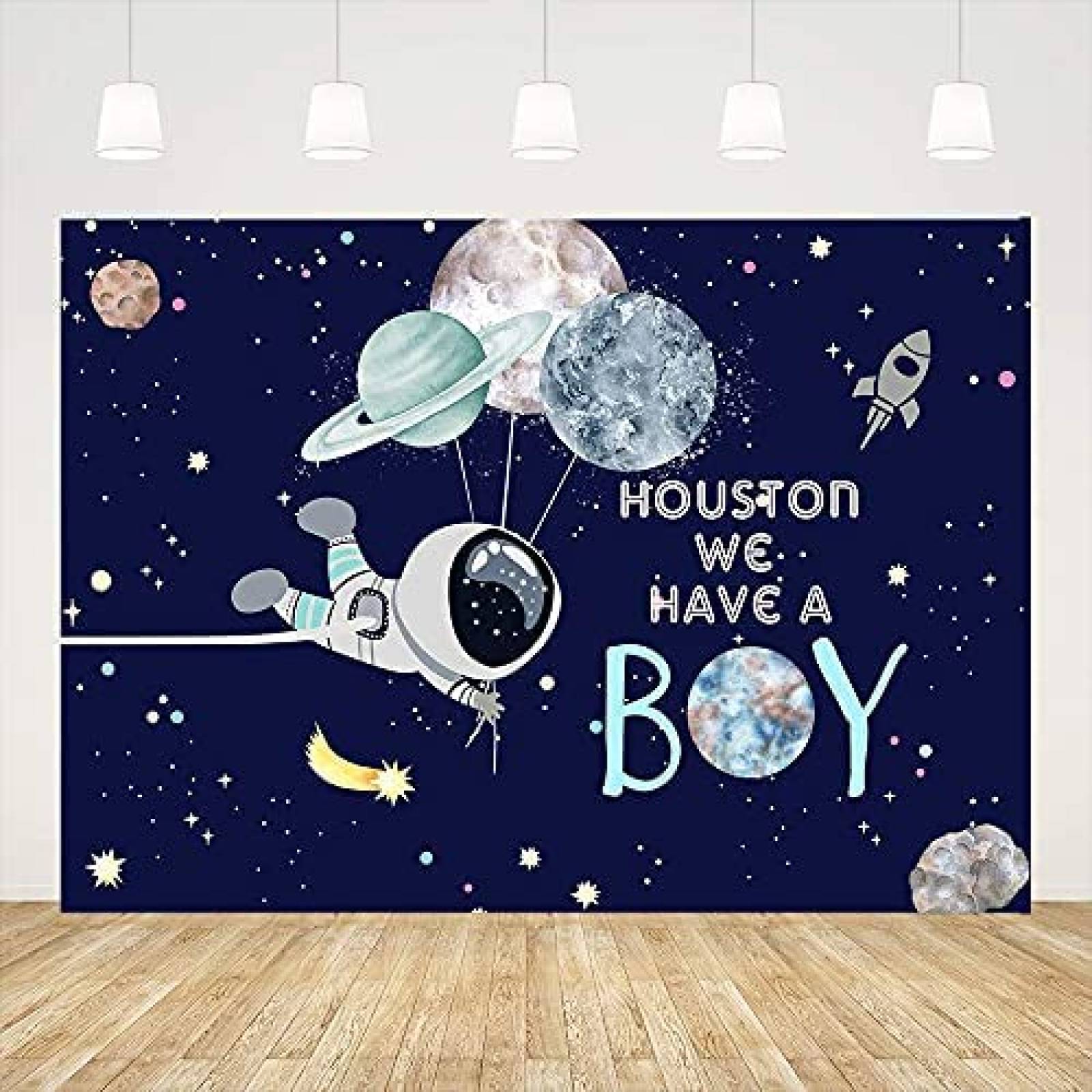 Telon de Fondo Ticuenicoa Astronauta Baby Shower 7x5ft -Azul