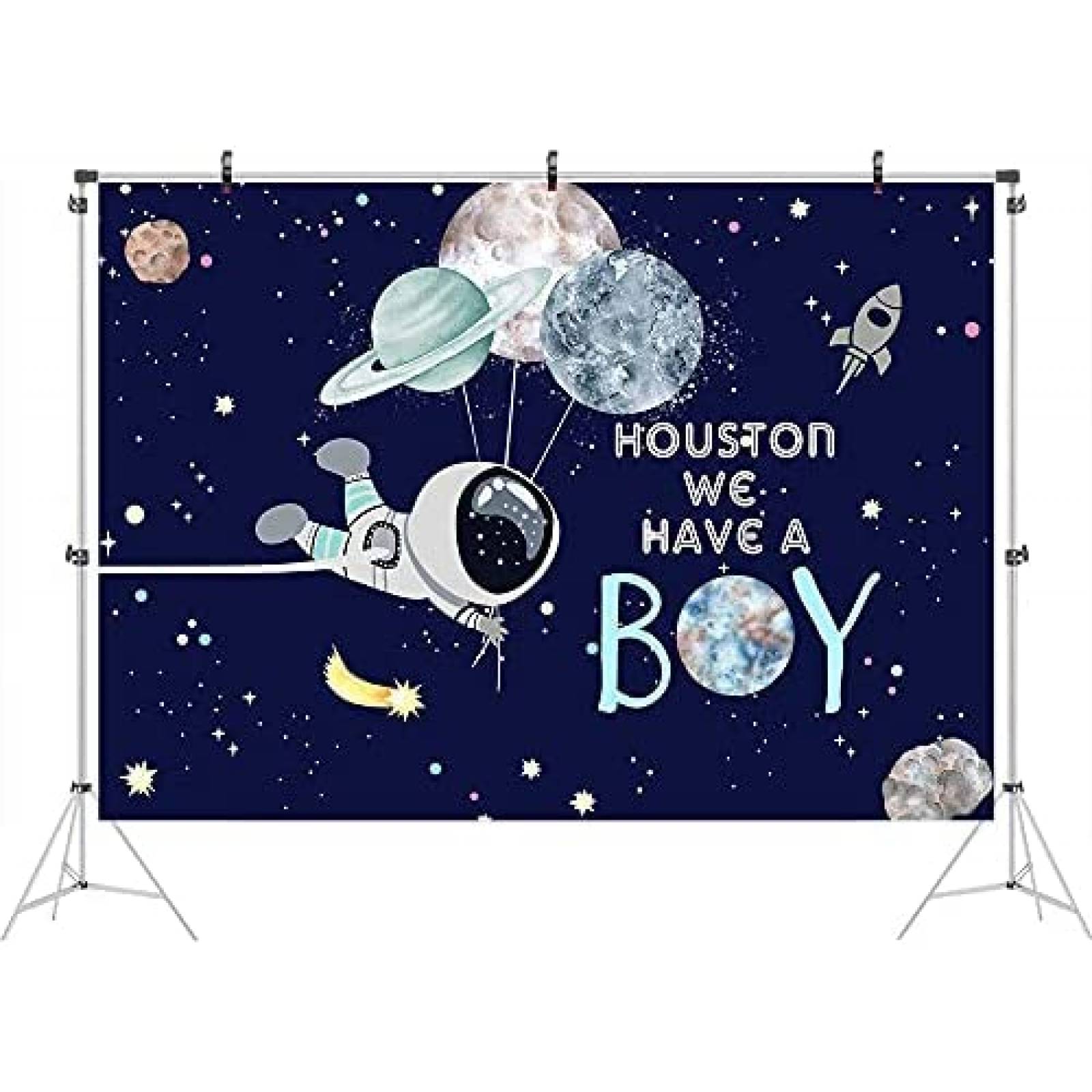 Telon de Fondo Ticuenicoa Astronauta Baby Shower 7x5ft -Azul