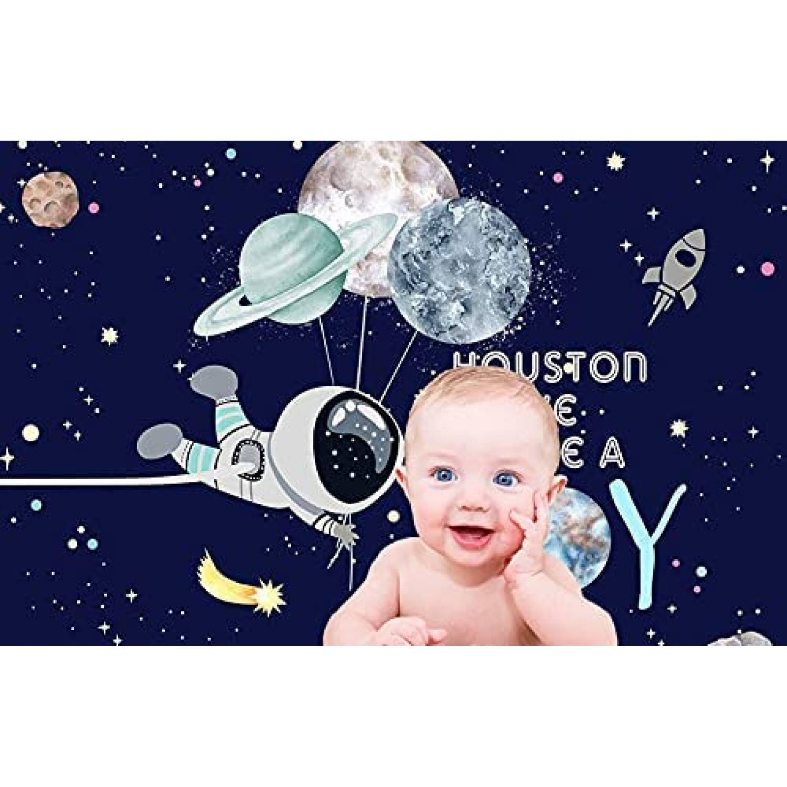 Telon de Fondo Ticuenicoa Astronauta Baby Shower 7x5ft -Azul