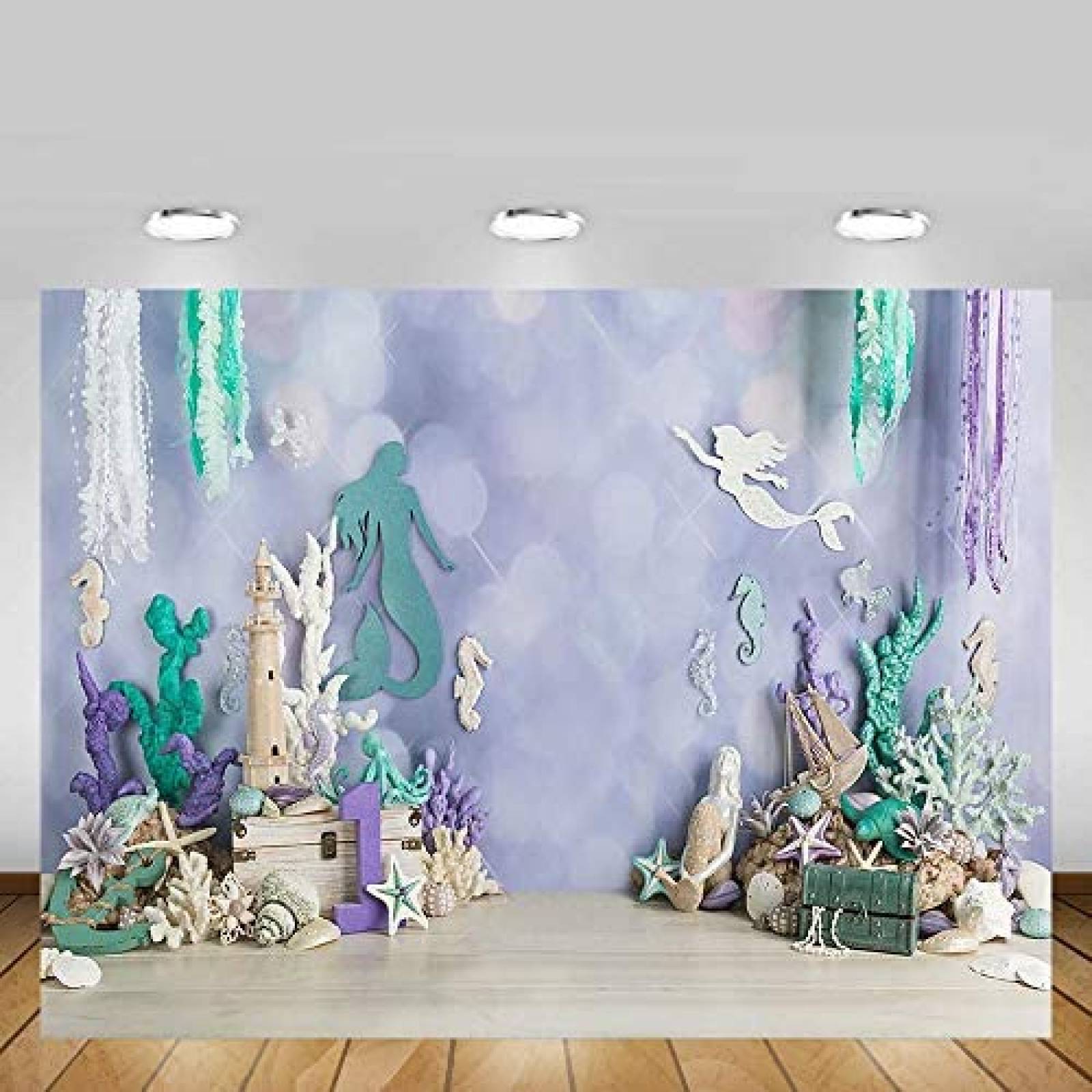 Fondo para fotografia MEHOFOND de sirena bajo el mar de 7x5"