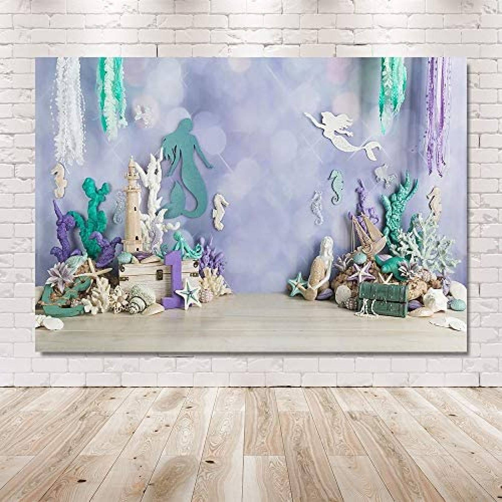 Fondo para fotografia MEHOFOND de sirena bajo el mar de 7x5"