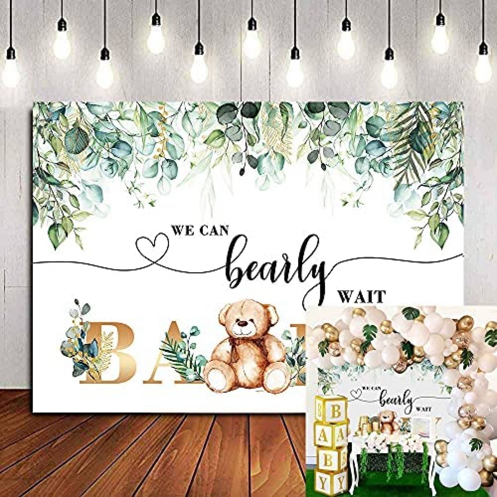 Telon de Fondo Cenven Baby Shower Osito 7x5ft -Blanco