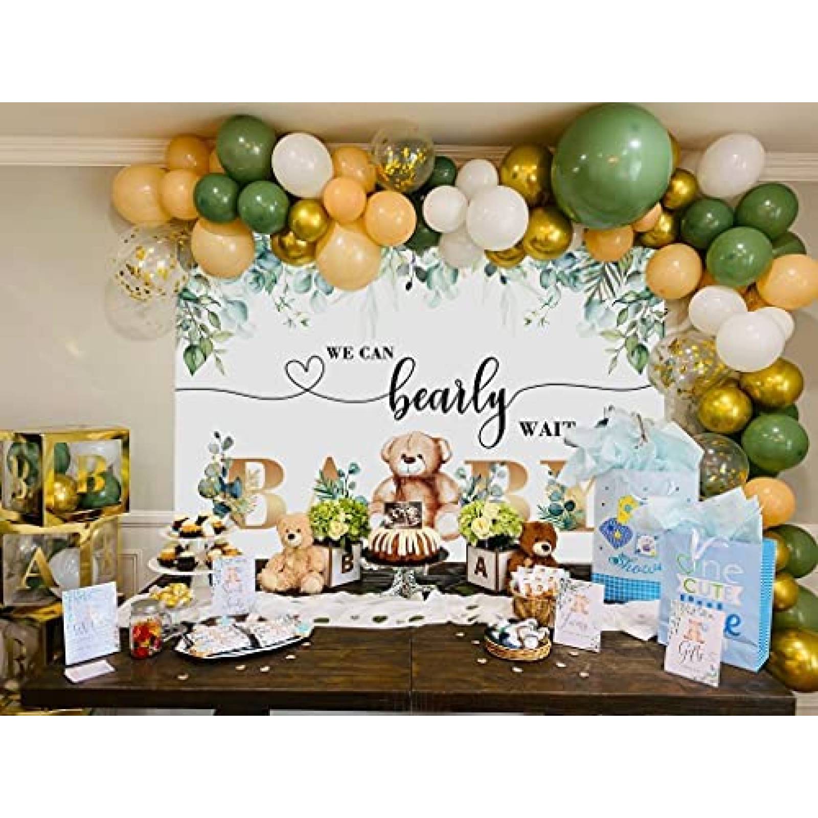 Telon de Fondo Cenven Baby Shower Osito 7x5ft -Blanco