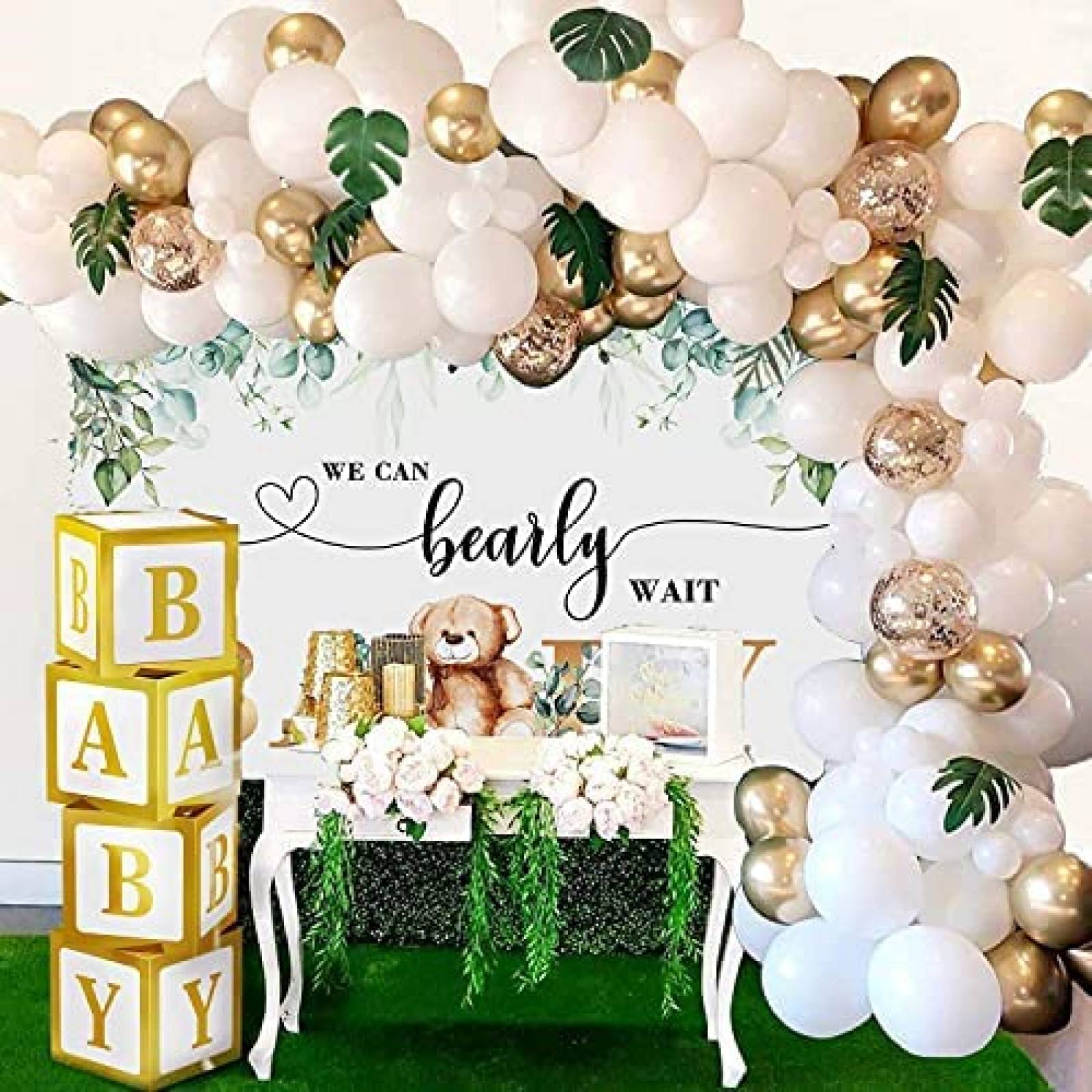 Telon de Fondo Cenven Baby Shower Osito 7x5ft -Blanco