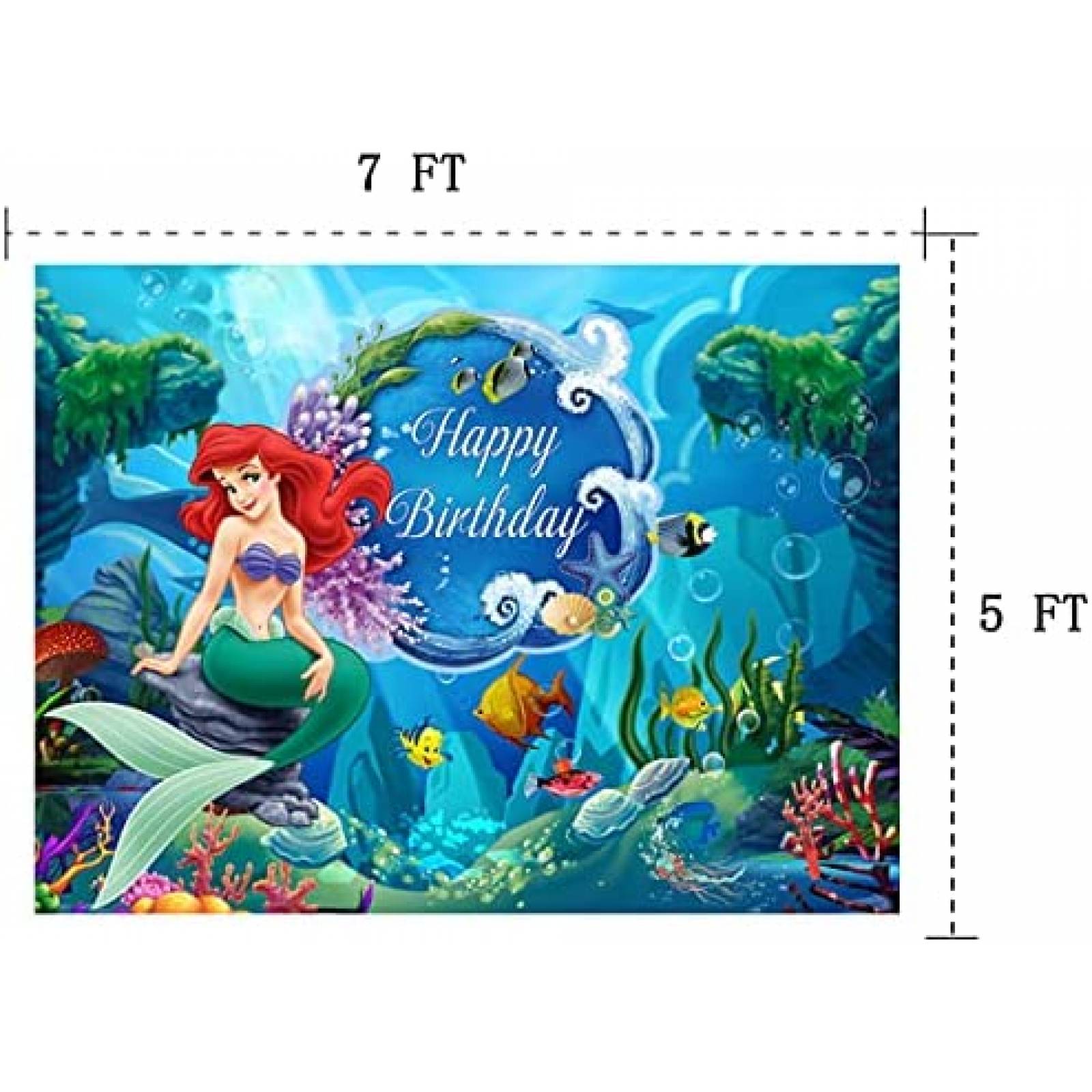 Fondo para fotografia Zlhcgd de sirena Ariel de 7 x 5 ft