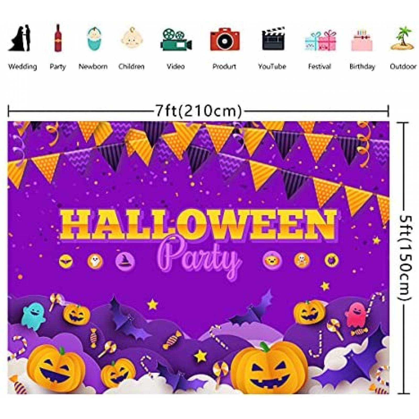 Fondo Fotografia WOLADA Halloween Decoracion Fiestas -Morado