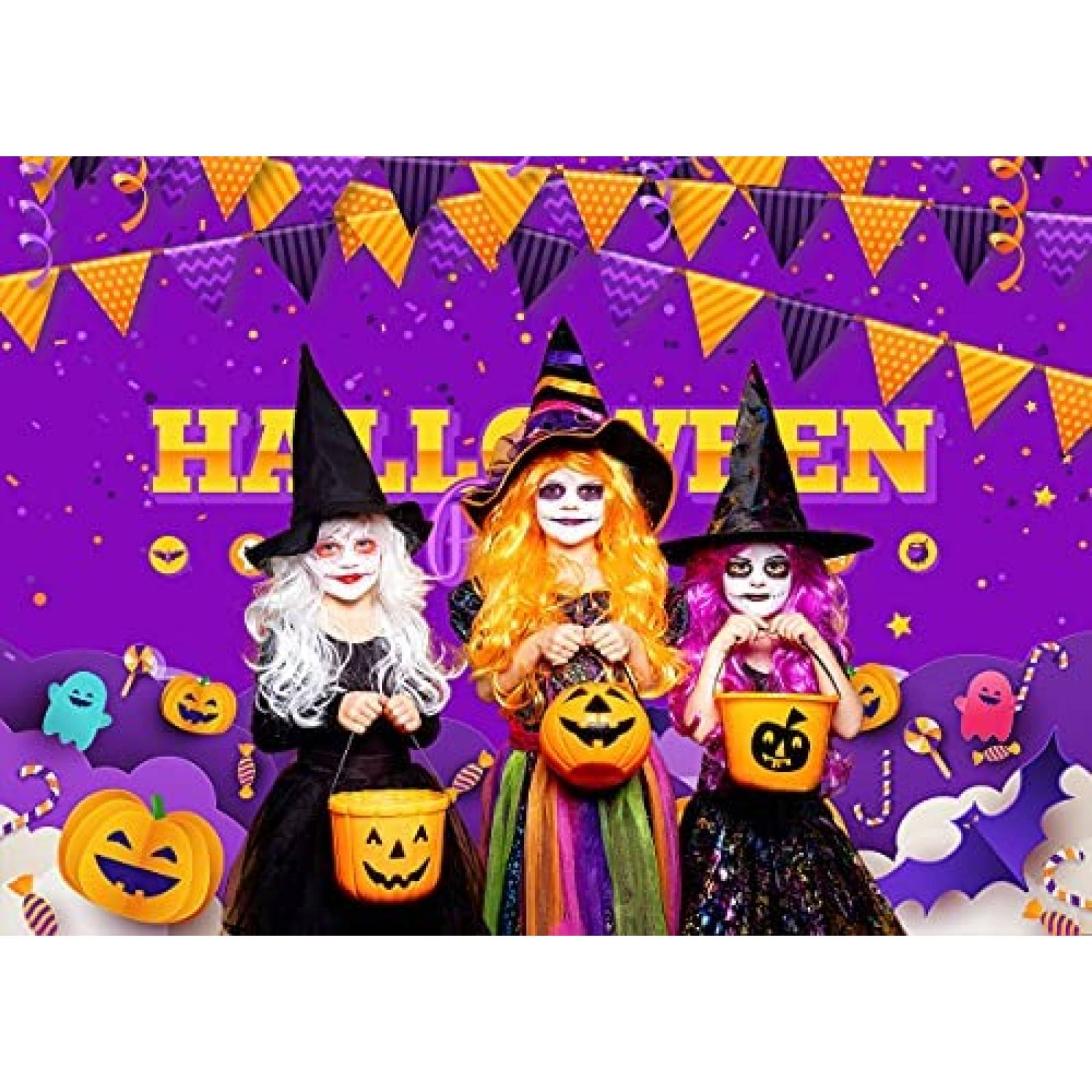 Fondo Fotografia WOLADA Halloween Decoracion Fiestas -Morado