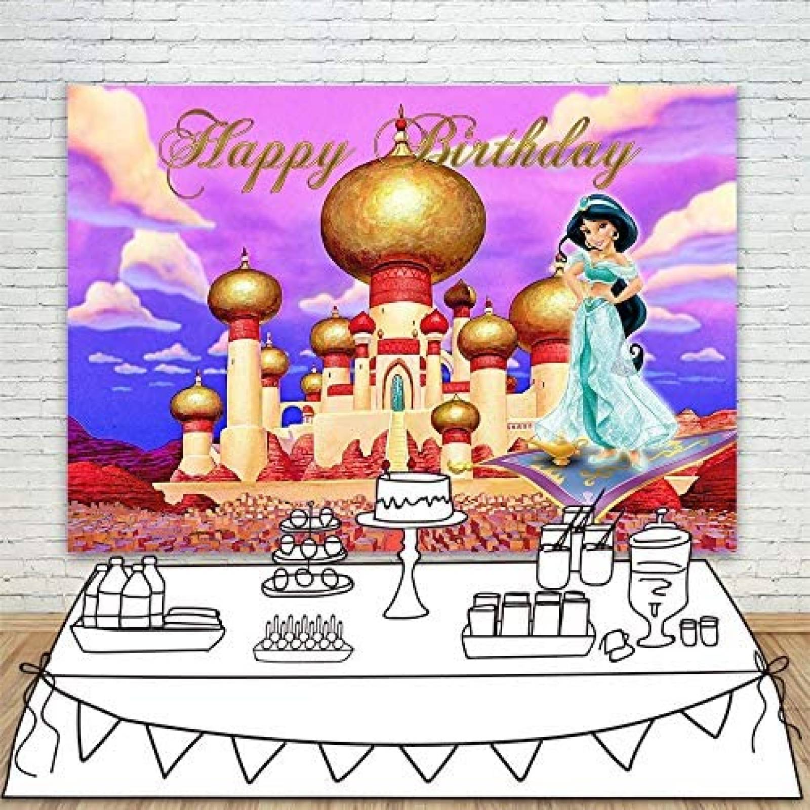 Fondo Fotografia YouRan Cumpleaños Princesa Jasmine -Morado