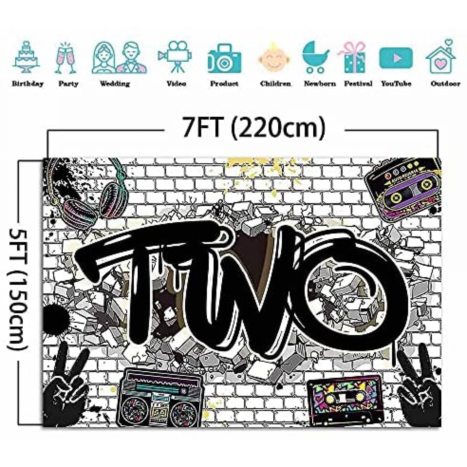 Fondo Fotografia Yongqian Graffiti Decoracion Eventos -Negro