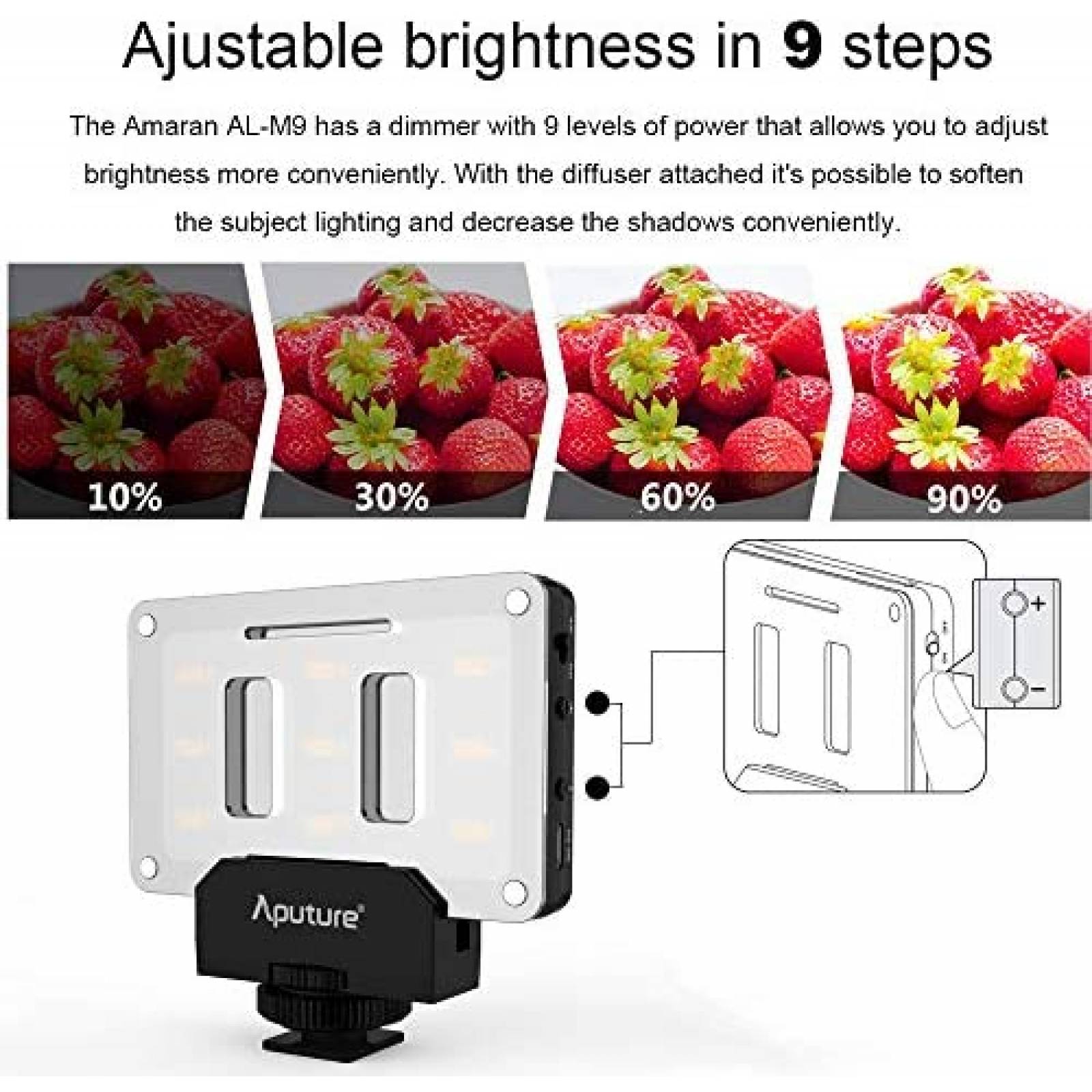 Kit Luz LED para Camara Aputure Amaran AL-M9 con Filtros