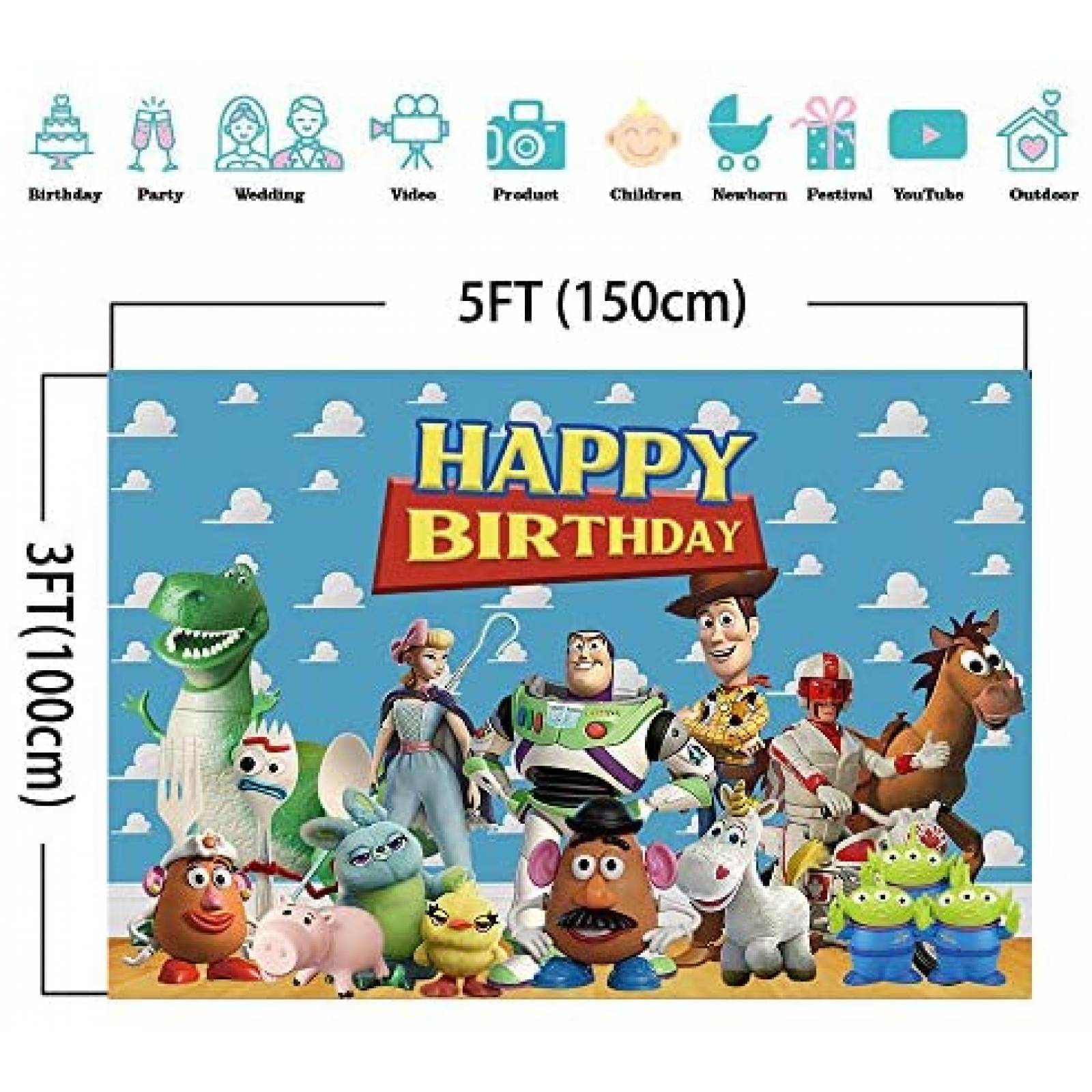 Telon de Fondo charming-direct Feliz Cumpleaños Toy Story