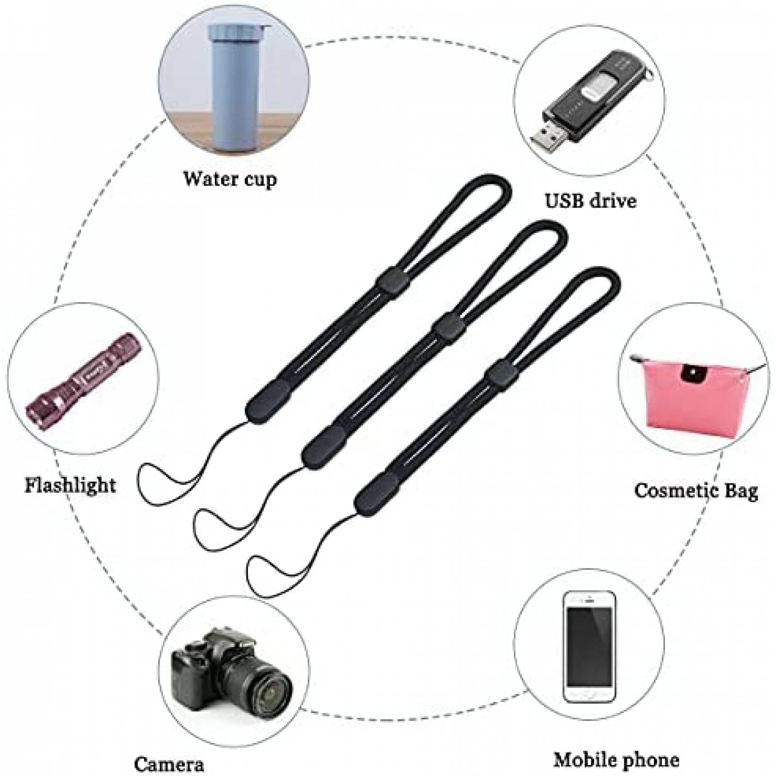 Correa para celular yuntop 5 pzs para muñeca -Negro