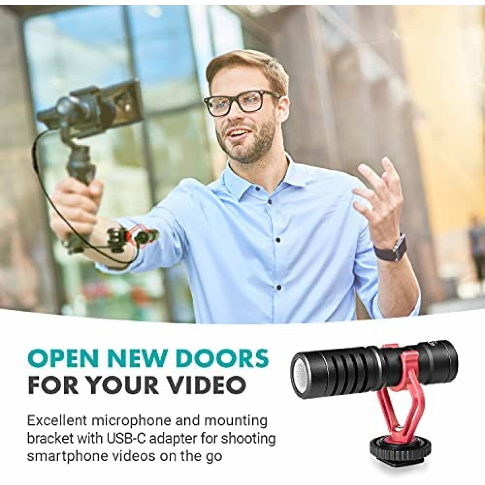 Microfono Movo VXR10 De Camara Con Adaptador 3,5 mm a USB-C