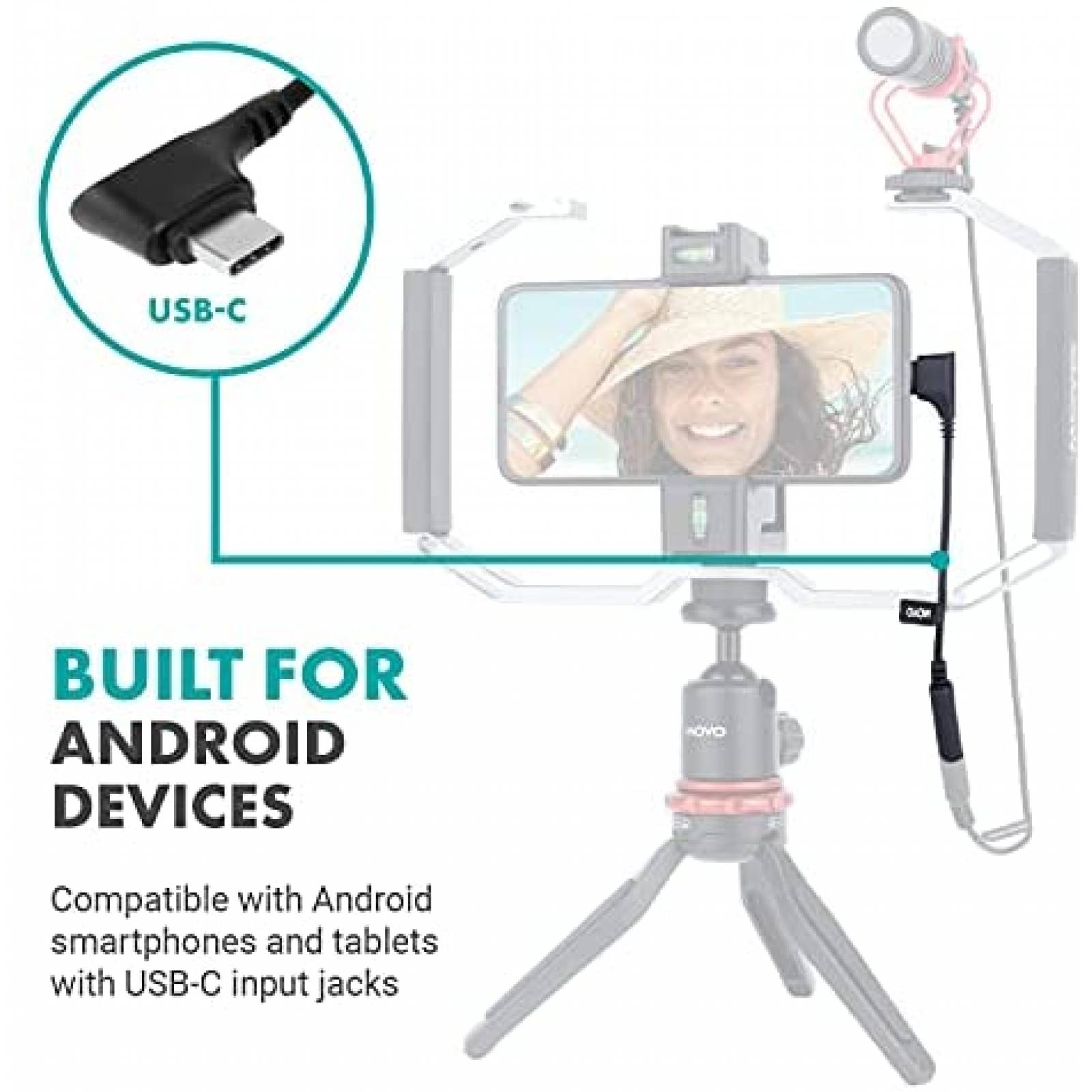 Microfono Movo VXR10 De Camara Con Adaptador 3,5 mm a USB-C