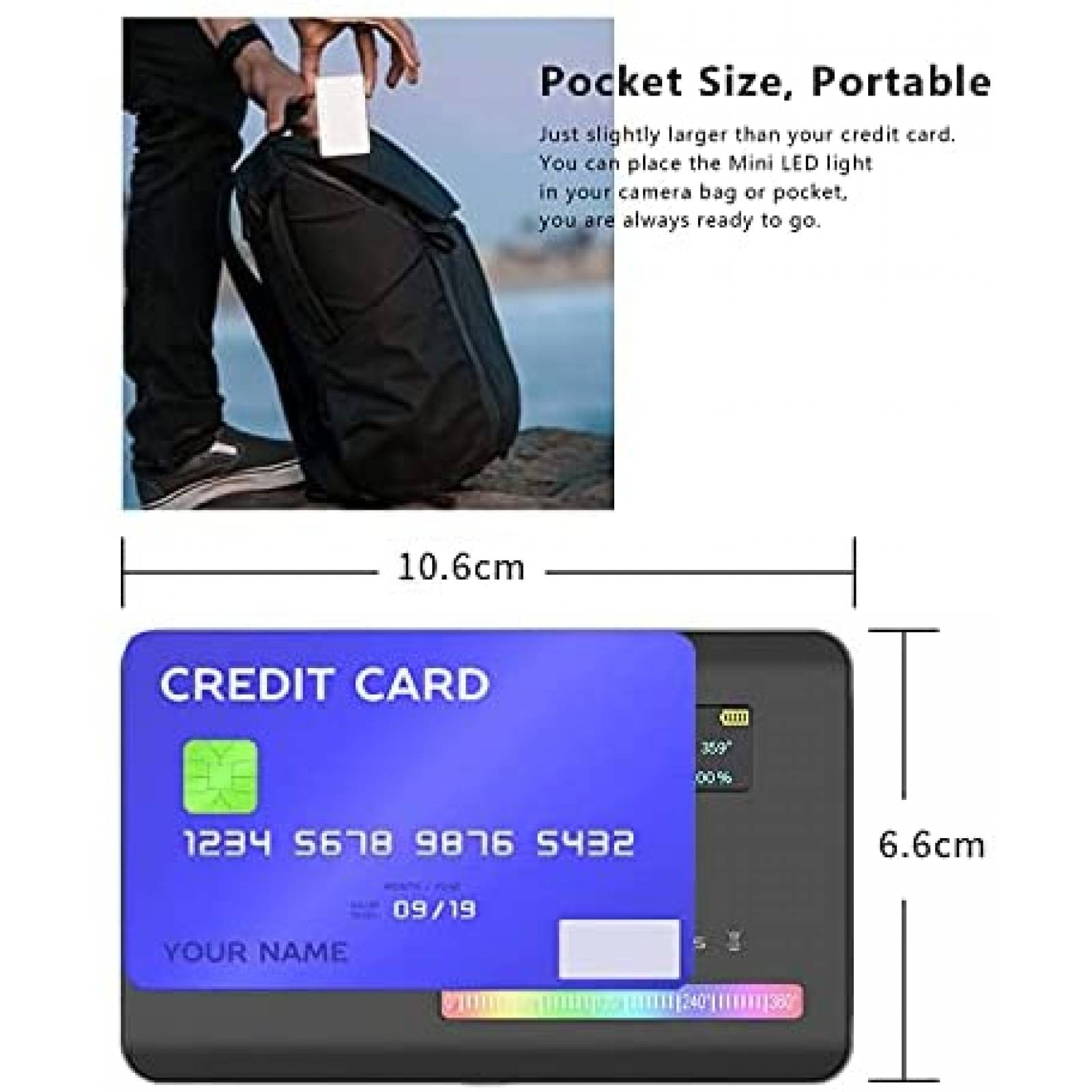 Luz LED ULANZI Recargable RGB Fotografia Portatil -Negro