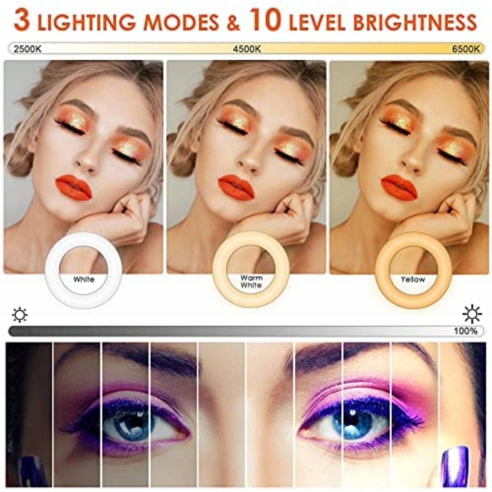 Aro de Luz LED AIXPI 4'' Clip-On para Celular/Laptop -Negro