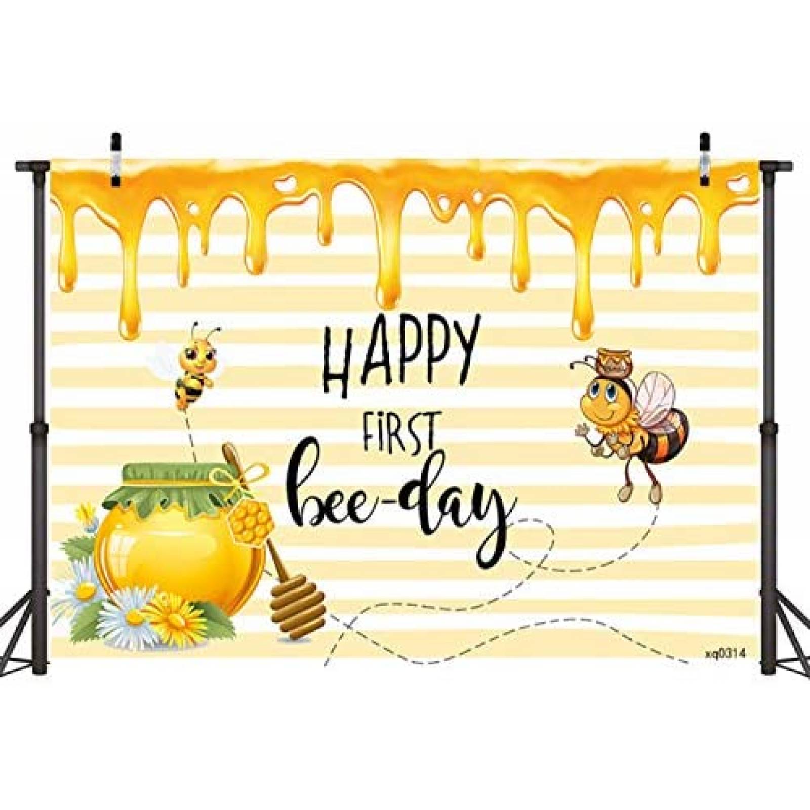 Telon de Fondo Sensfun Diseño 1er Cumpleaños 7x5ft -Amarillo