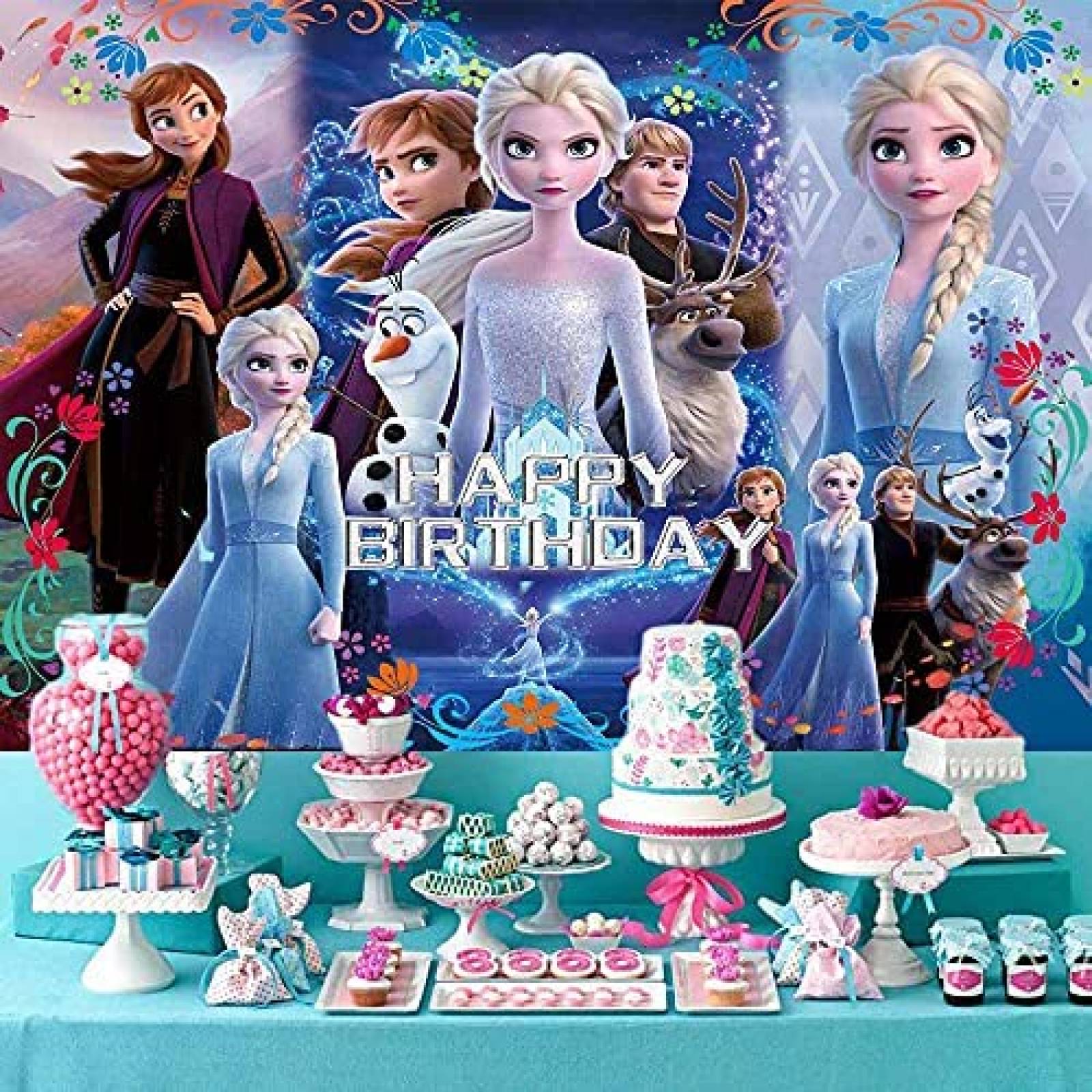 Fondo COAIND para fotografia 65.6 ft Frozen cumpleaños -Azul