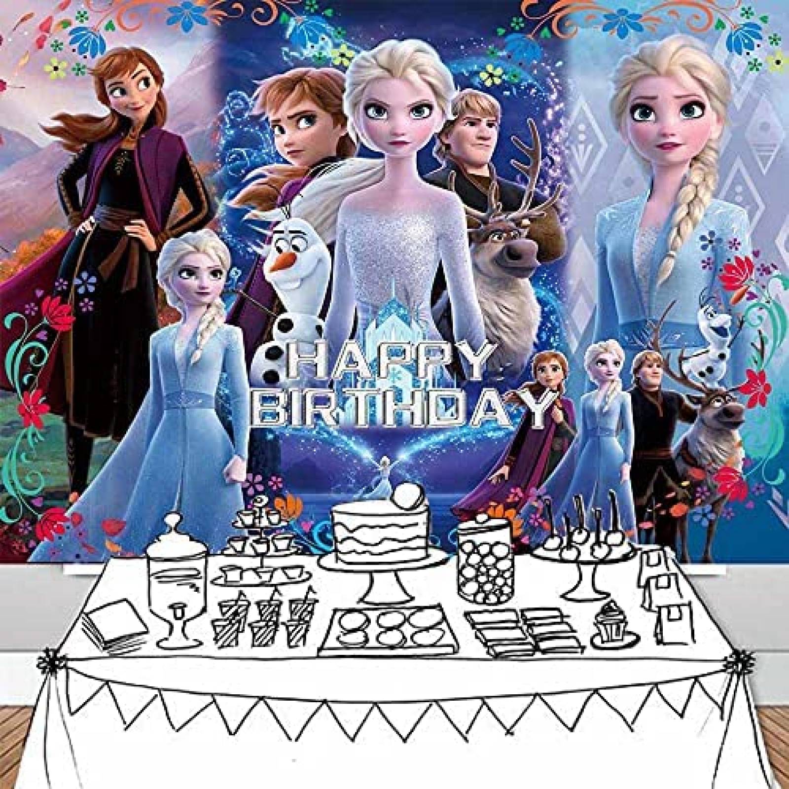 Fondo COAIND para fotografia 65.6 ft Frozen cumpleaños -Azul