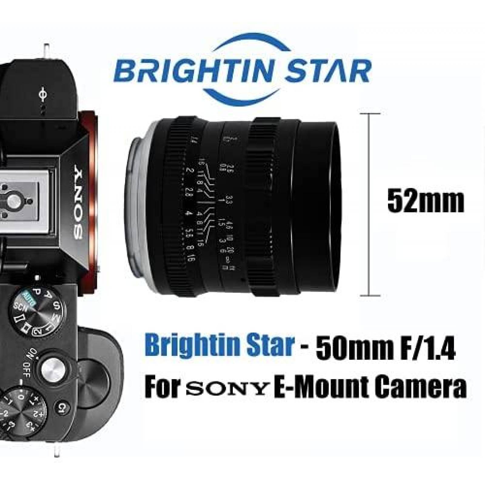 Lente para Camara Brightin Star para Sony 50mm -Negro