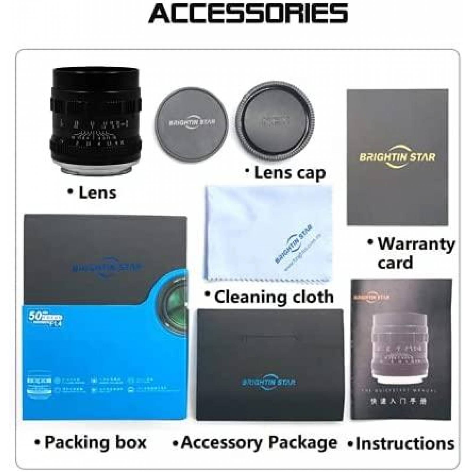 Lente para Camara Brightin Star para Sony 50mm -Negro