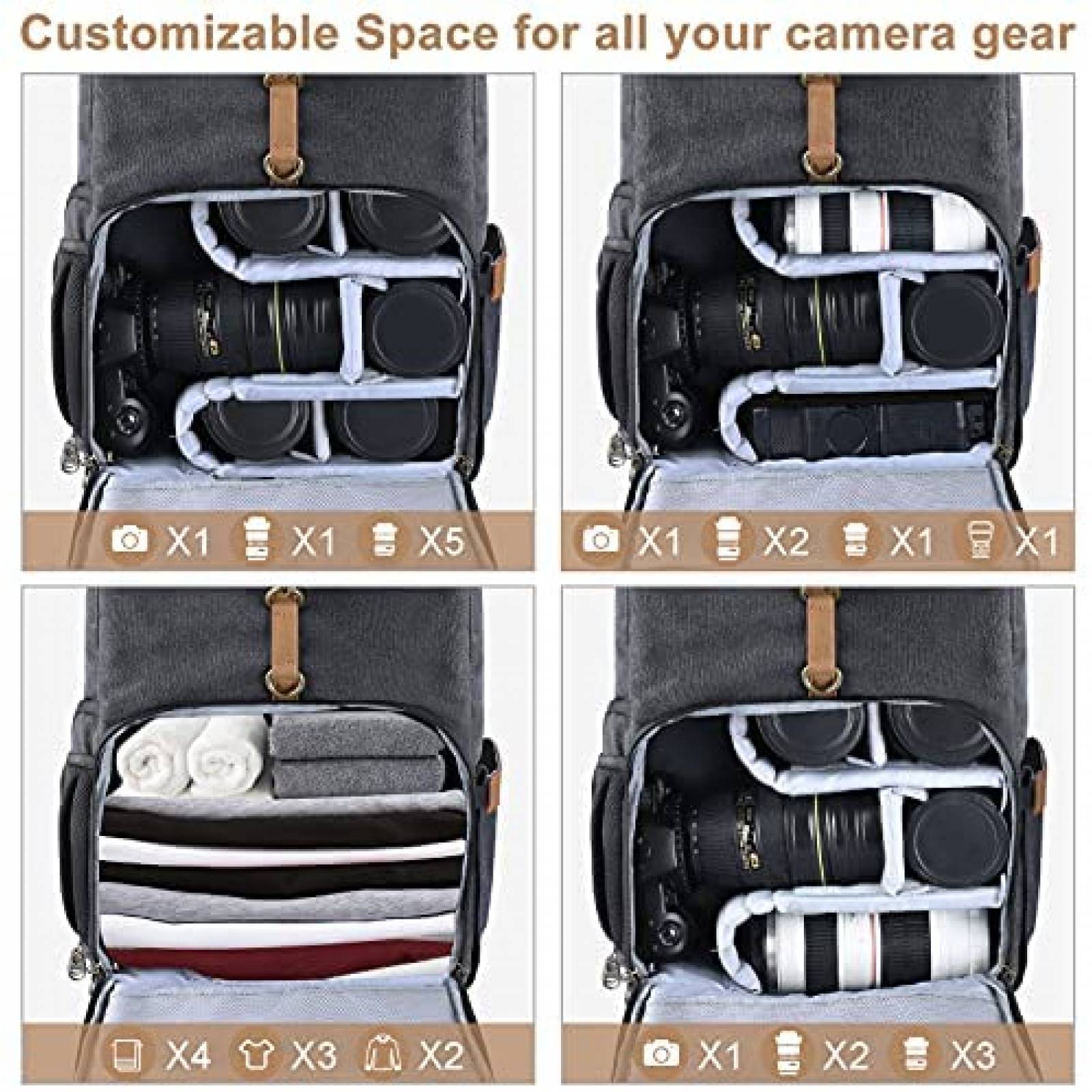 Mochila para Camara Endurax para DSLR y Laptop 14'' -Cafe