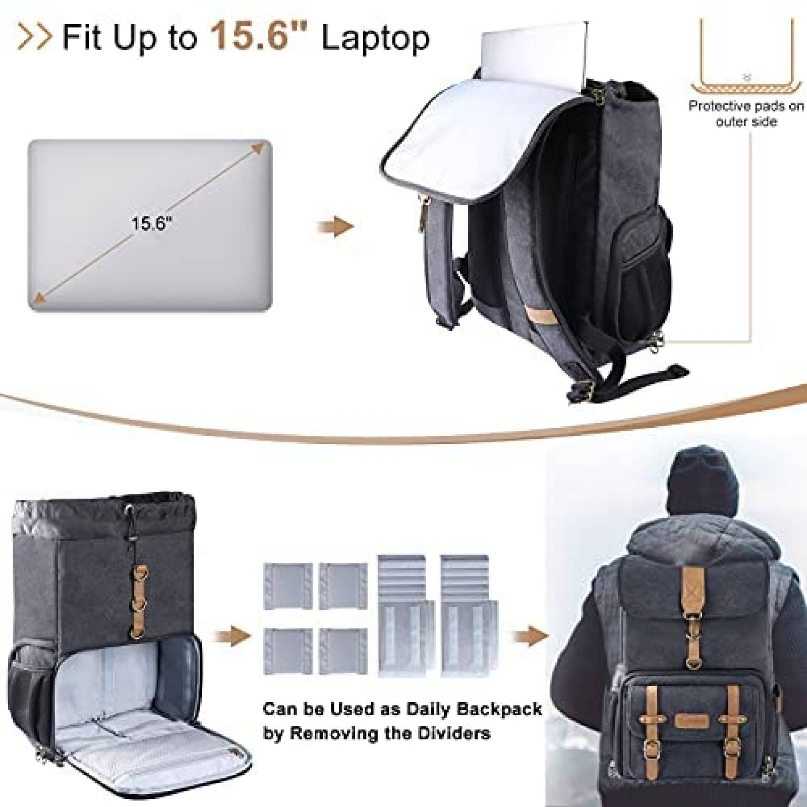 Mochila para Camara Endurax para DSLR y Laptop 14'' -Cafe