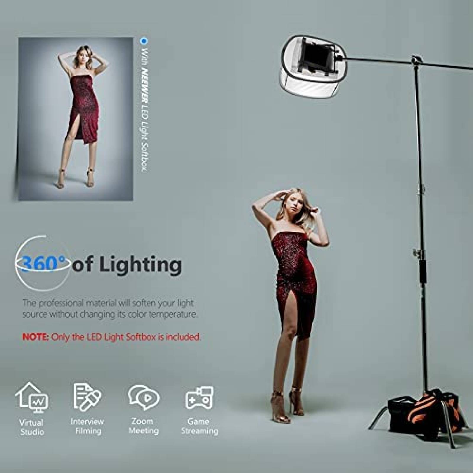 Softbox Plegable Neewer 660 LED 8''x6.8''/16''x16'' -Blanco