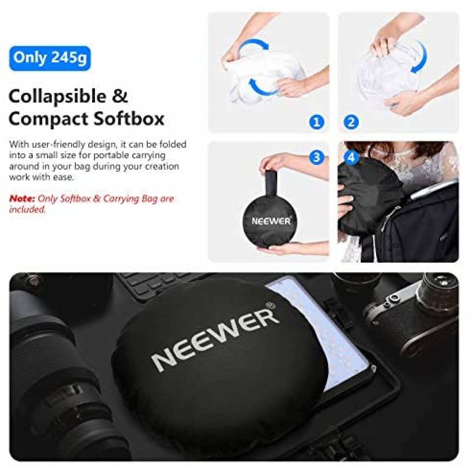 Softbox Plegable Neewer 660 LED 8''x6.8''/16''x16'' -Blanco