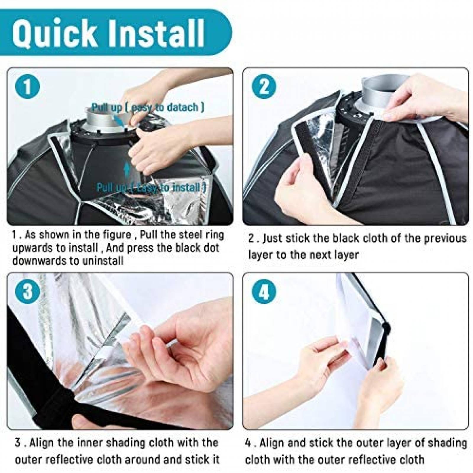 Softbox VILTROX 25" Paraguas Reflector Flash Fotografia