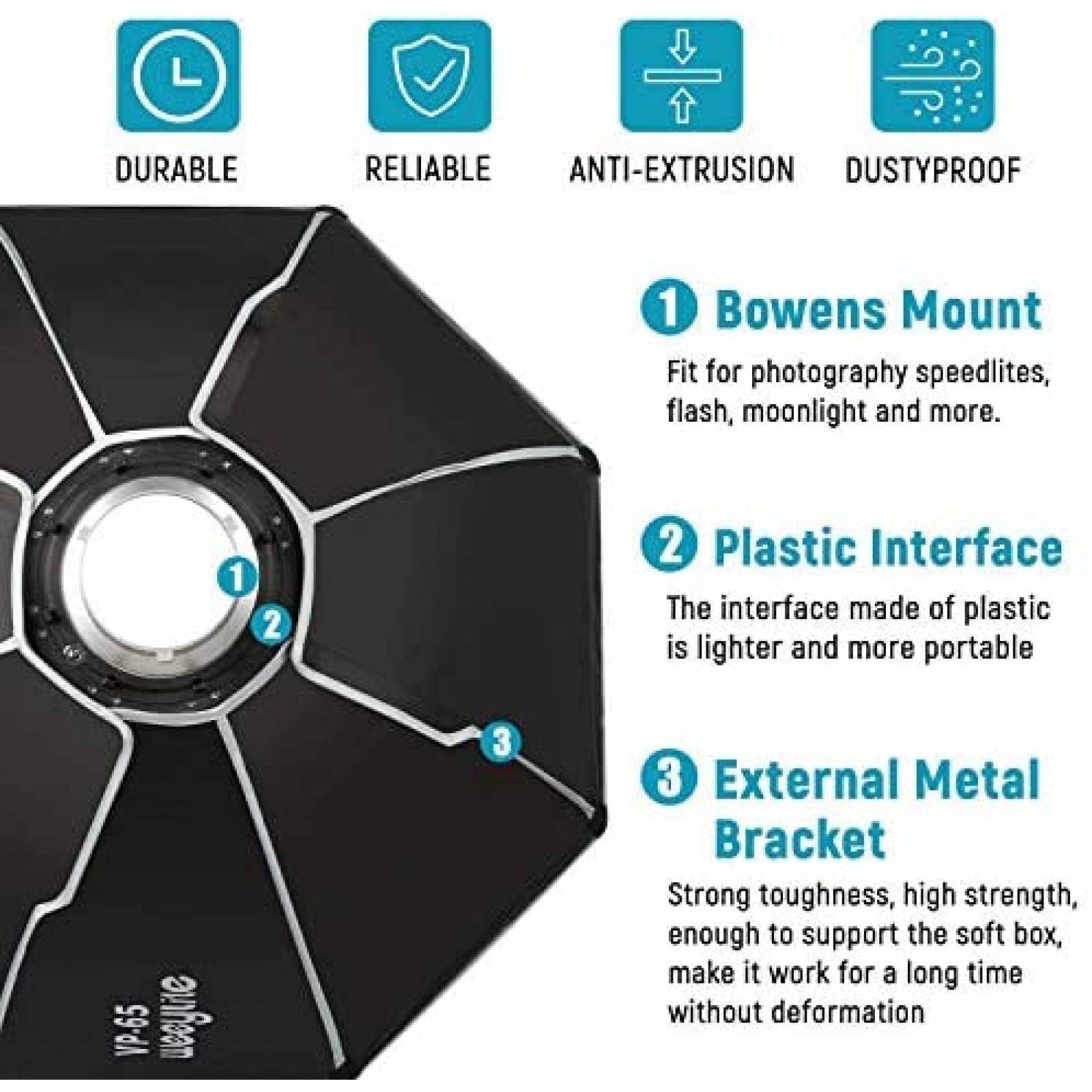 Softbox VILTROX 25" Paraguas Reflector Flash Fotografia