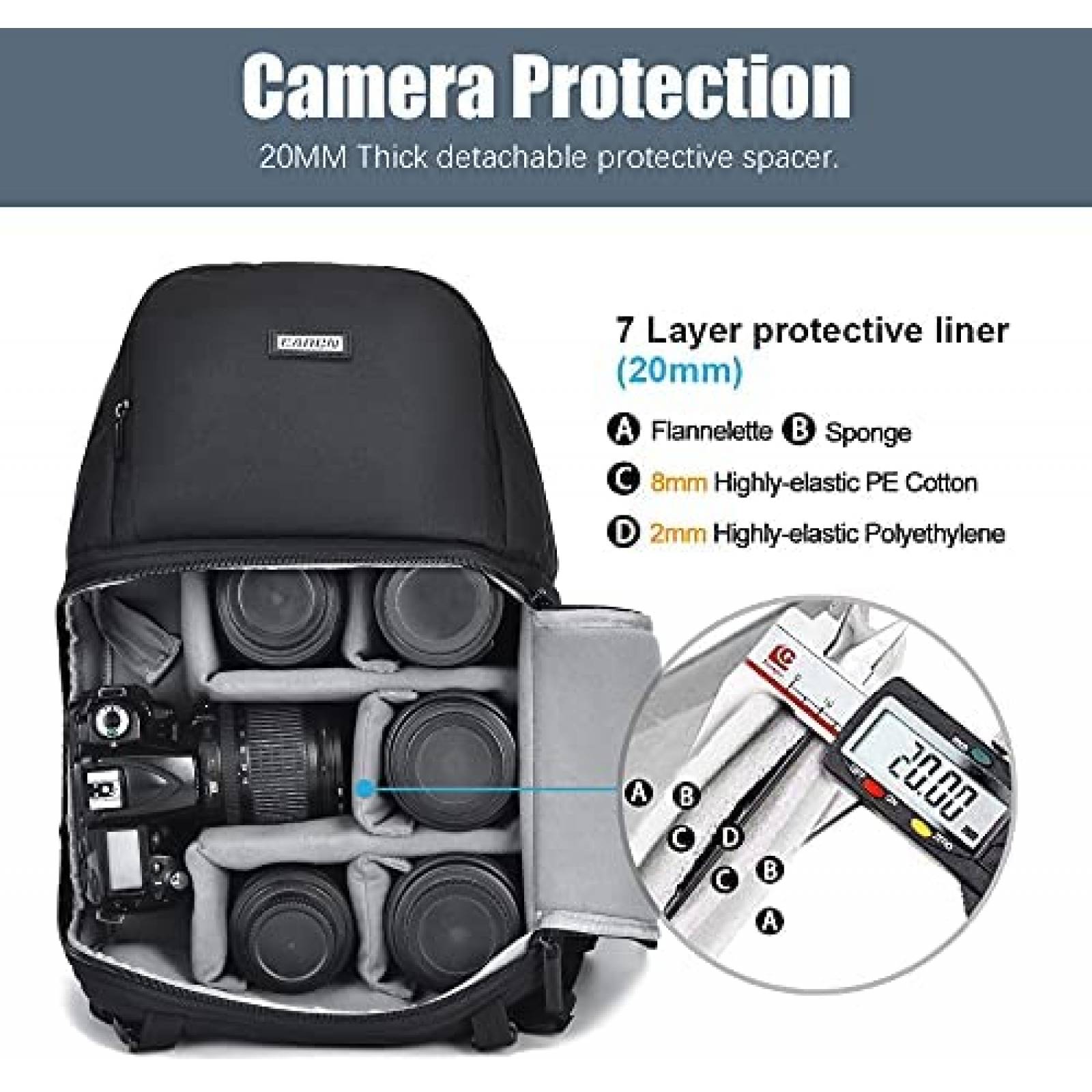 Mochila CADeN para Laptop 13'' y Camara DSLR -Negro
