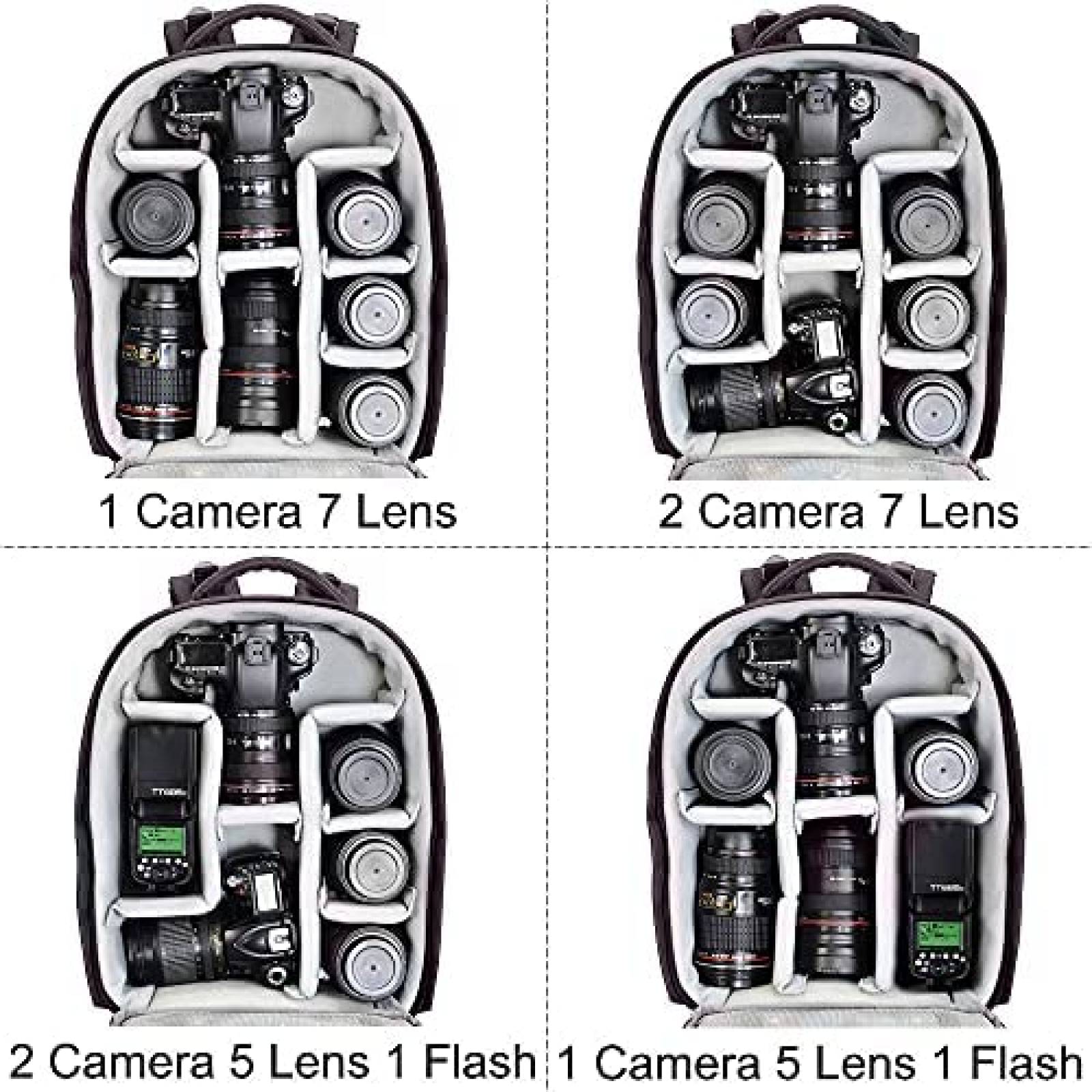 Mochila Organizadora Cwatcun para Camara DSLR Nikon -Negro