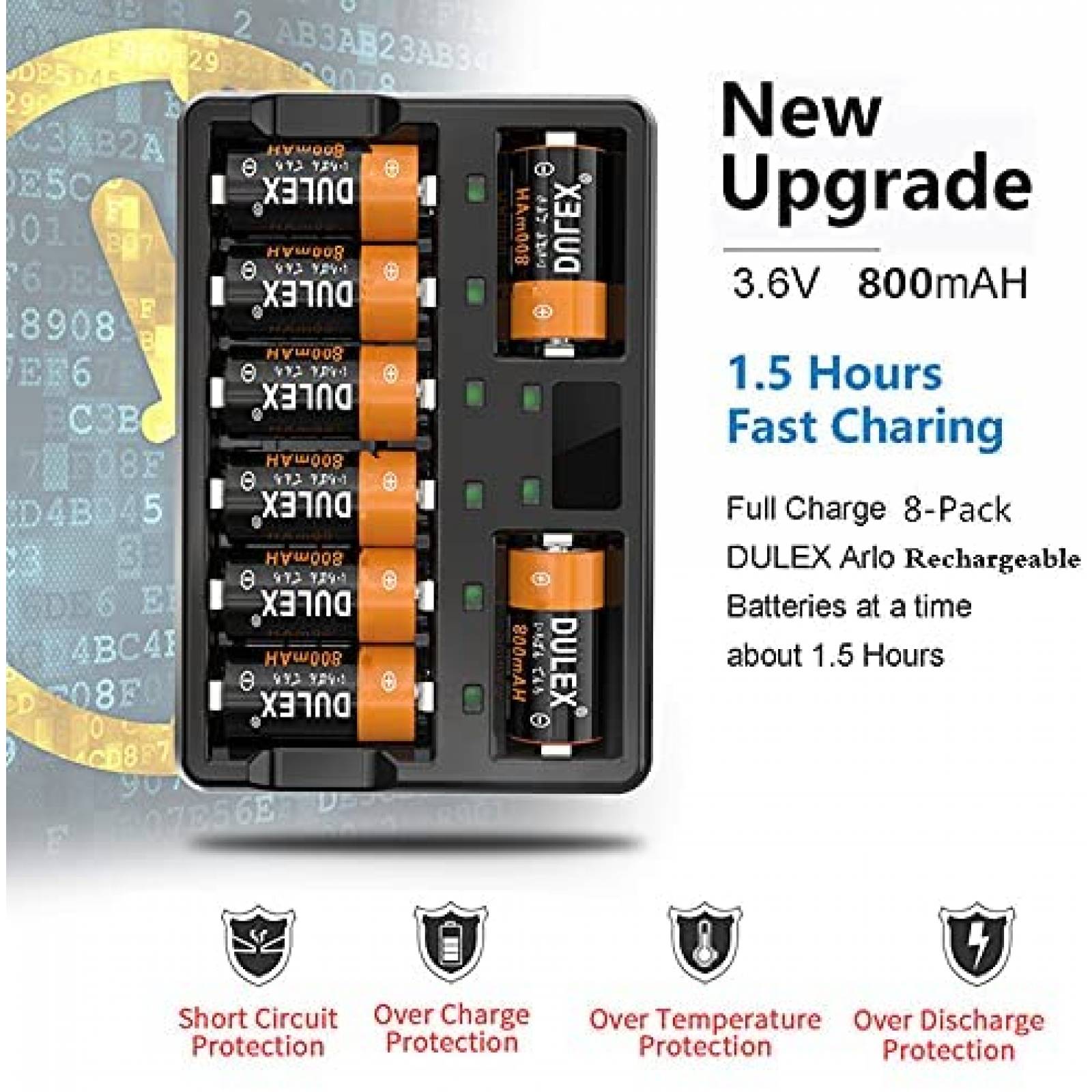 Pack cargador/pilas recargables DULEX CR123A 123A -Negro