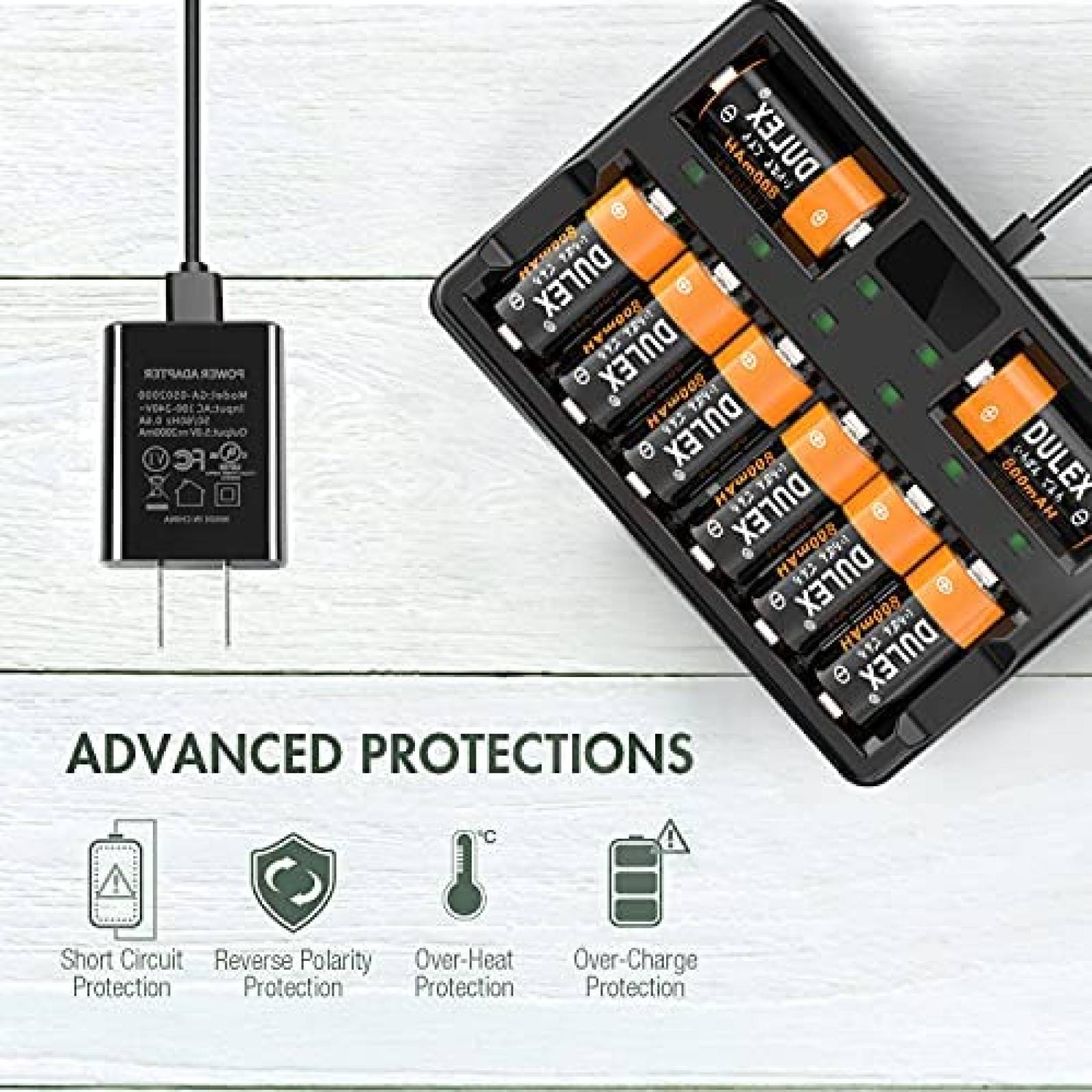 Pack cargador/pilas recargables DULEX CR123A 123A -Negro