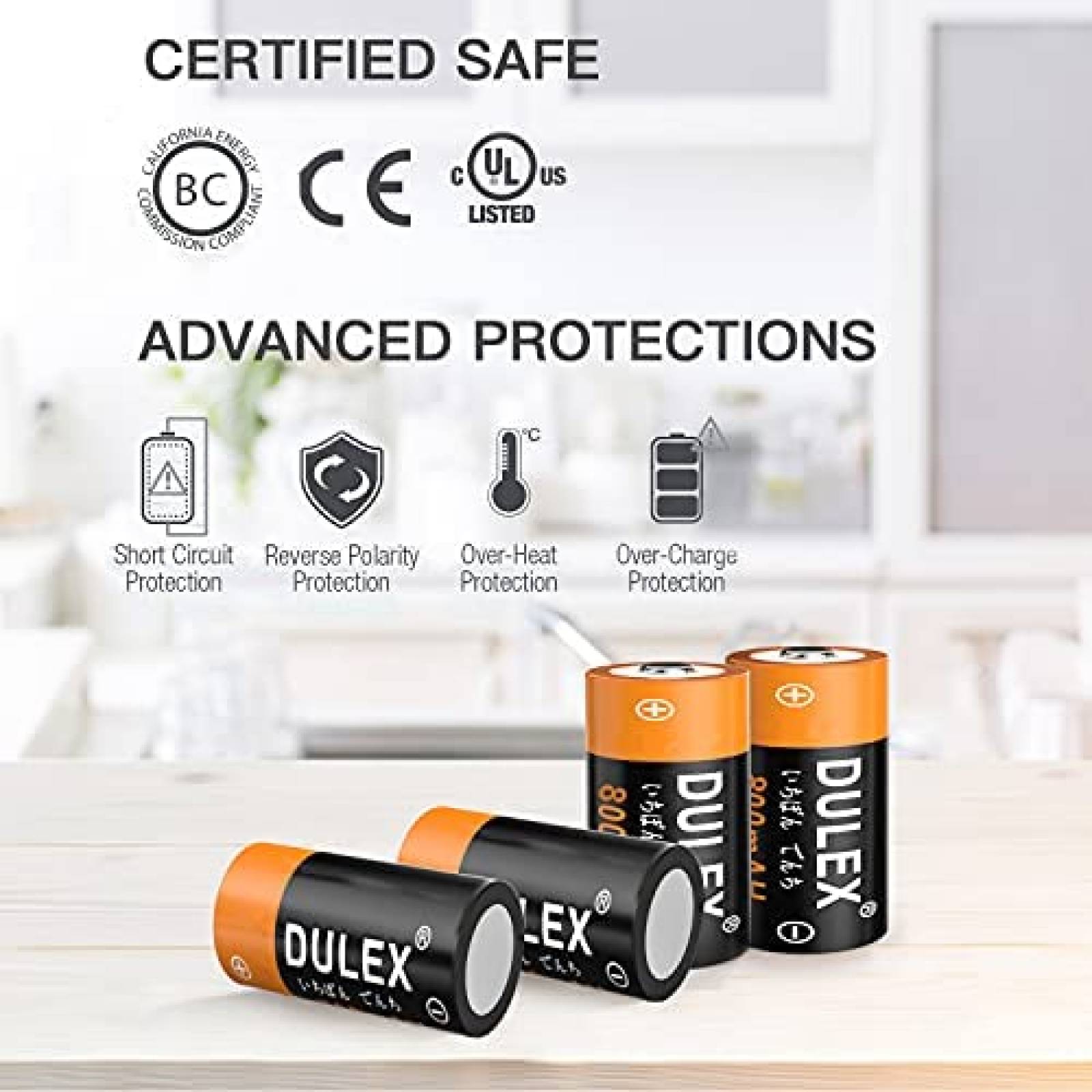 Pack cargador/pilas recargables DULEX CR123A 123A -Negro