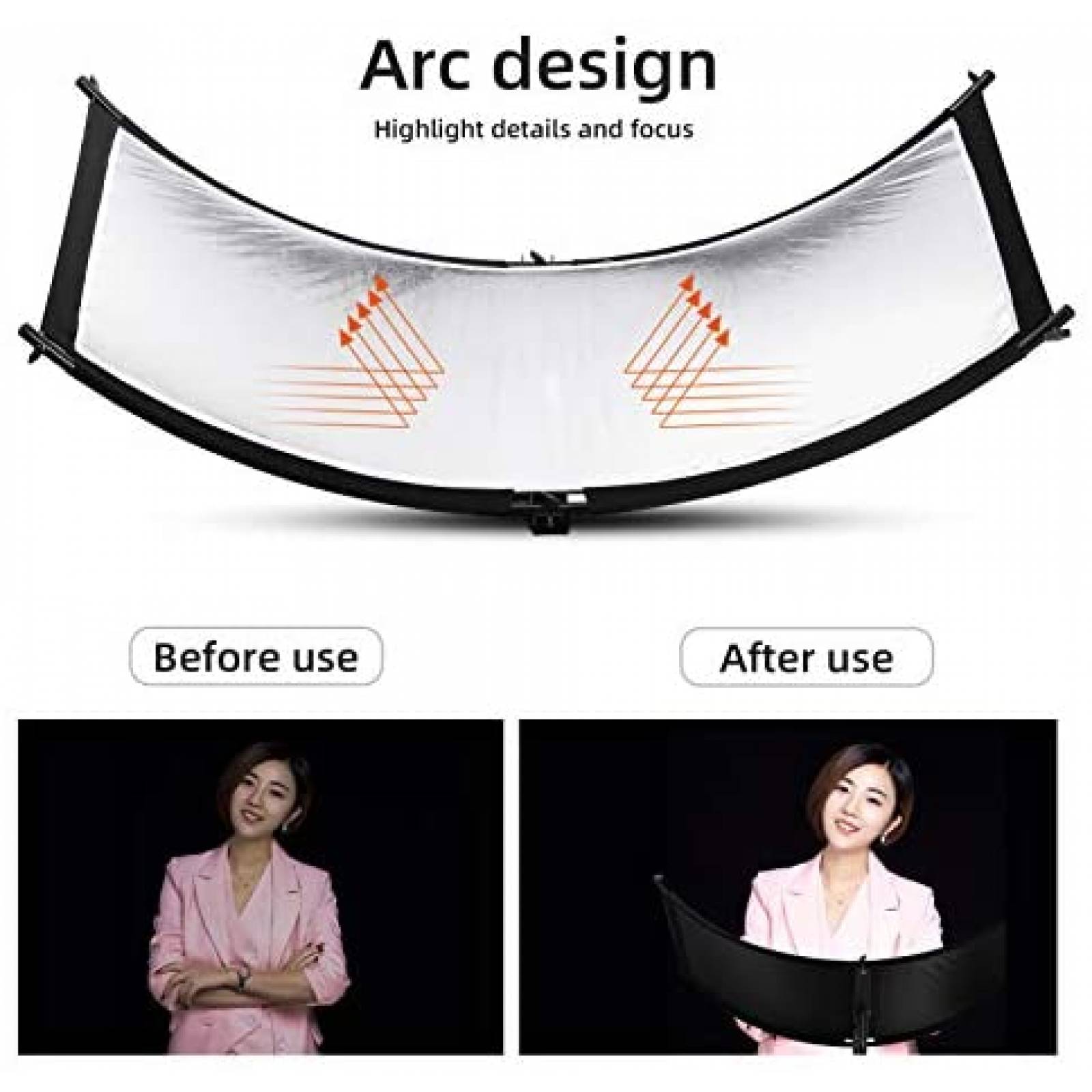 Reflector SUPON Clamshell Iluminacion Curvada de 155 x 60 cm